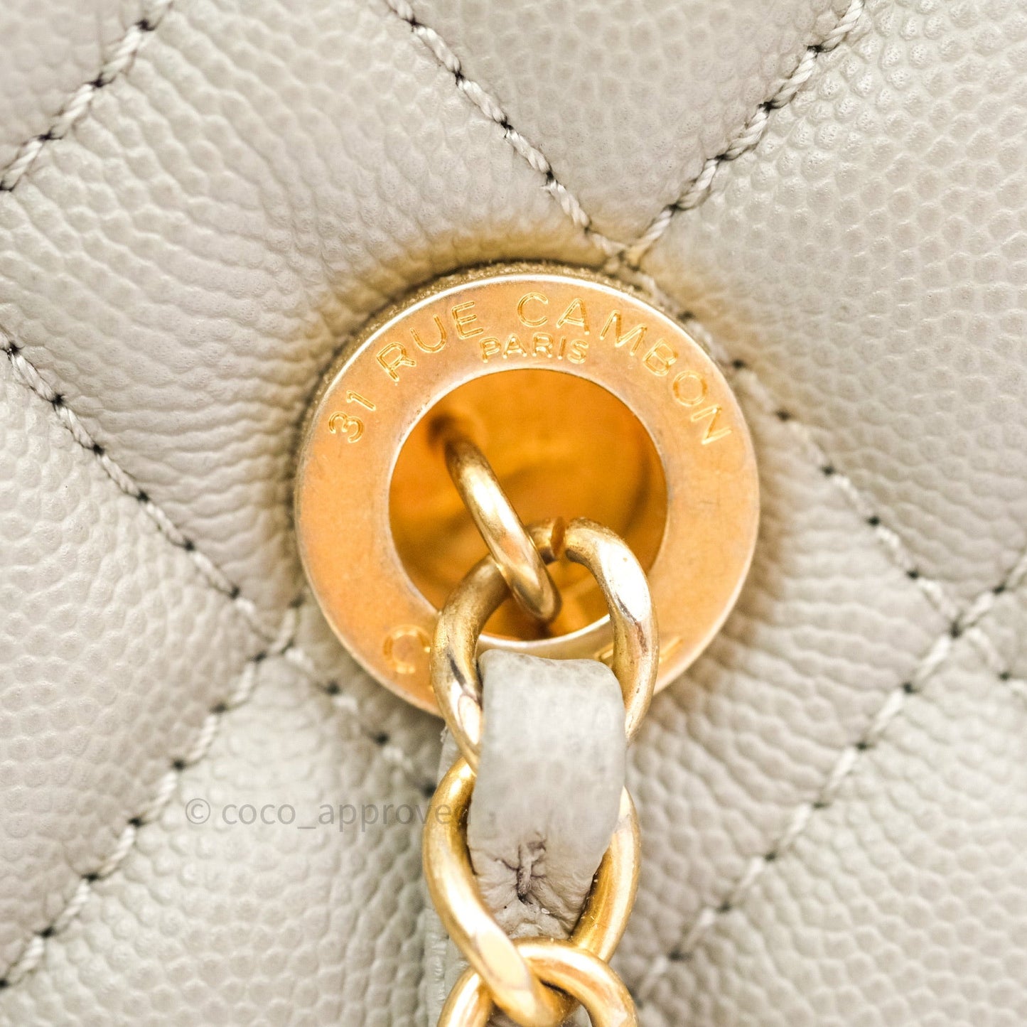 Chanel Quilted Medium Coco Handle Shopping Tote Grey Caviar Gold Hardware