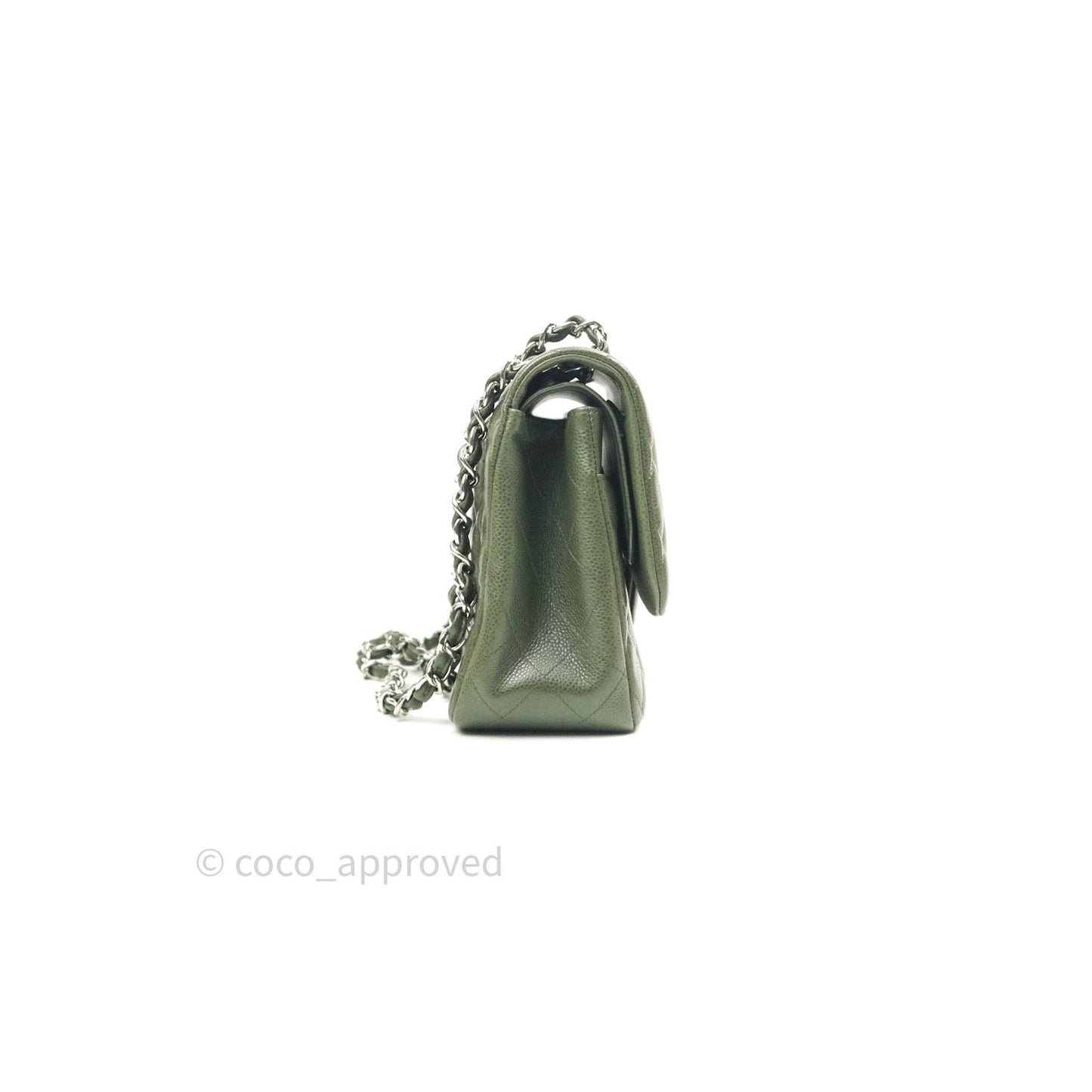 Chanel Classic Jumbo Double Flap Quilted Green Caviar Silver Hardware⁣⁣