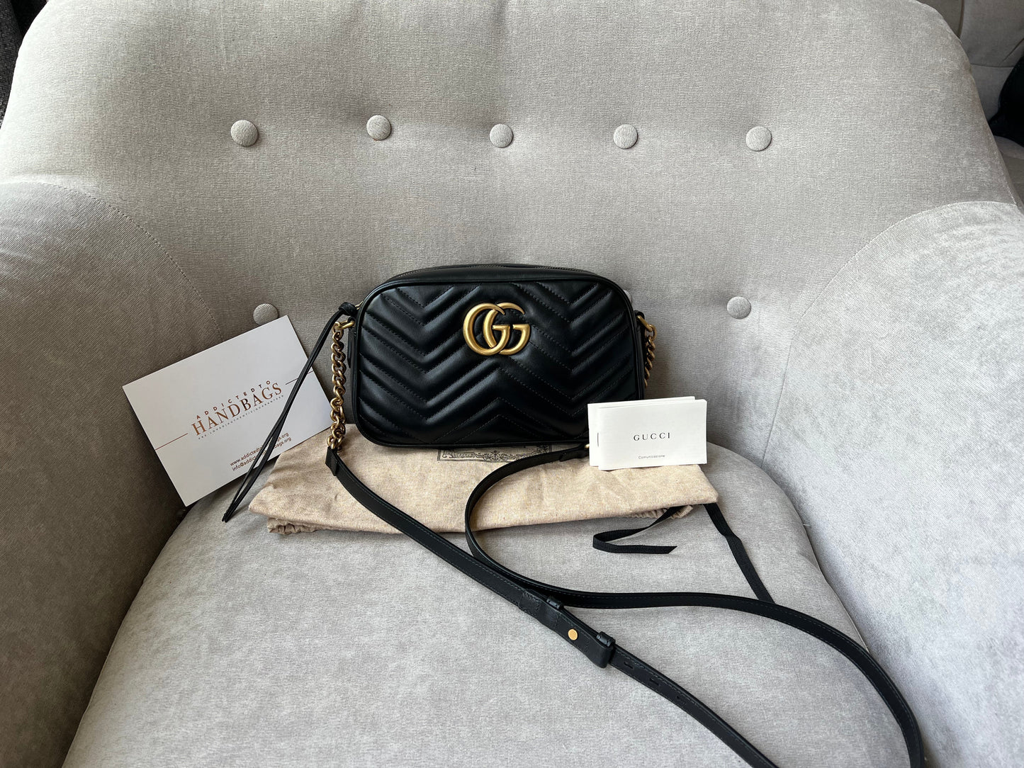 Luxury Gucci GG Black Marmont Small Shoulder Bag
