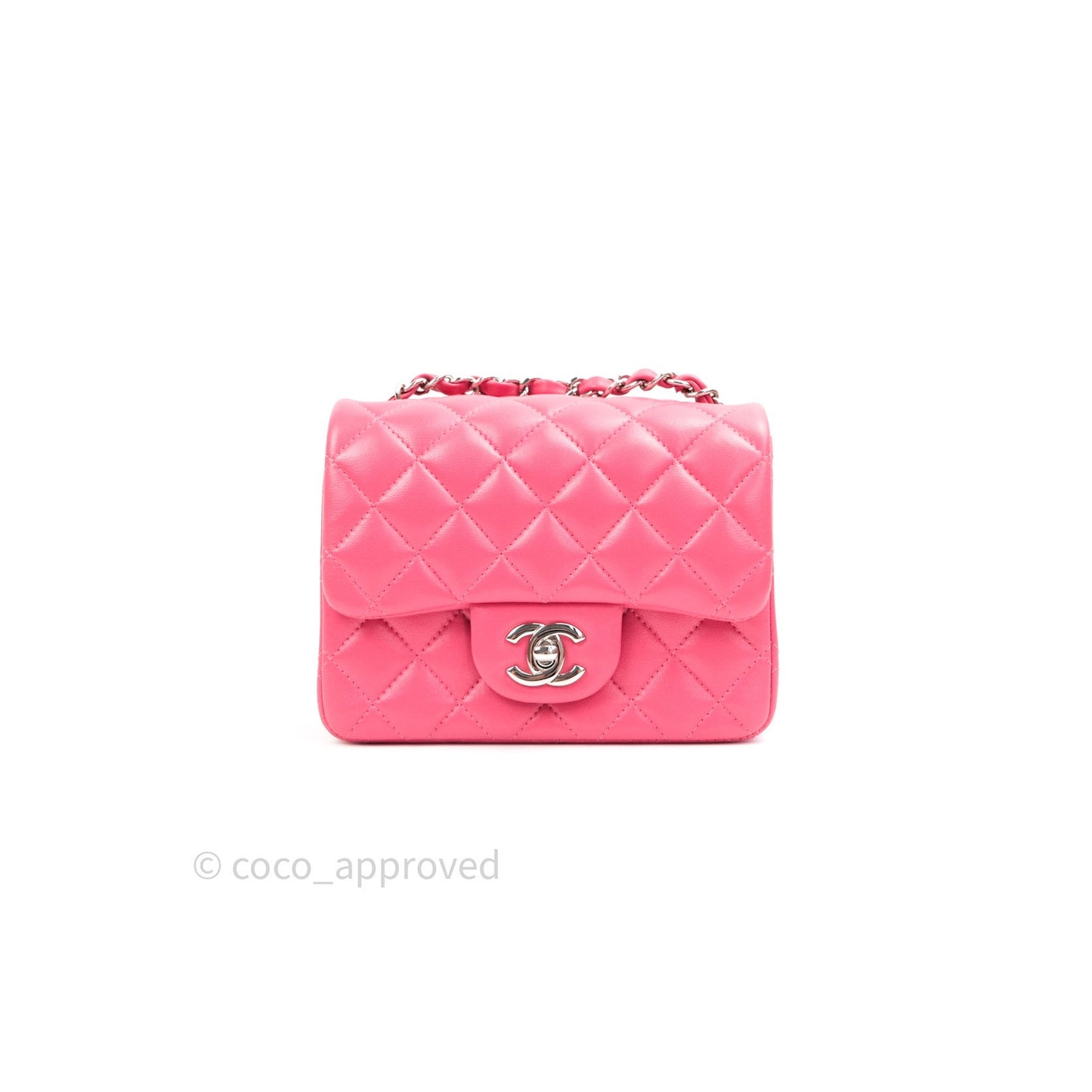 Chanel Mini Square Pink Lambskin Silver Hardware
