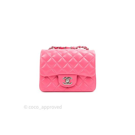 Chanel Mini Square Pink Lambskin Silver Hardware