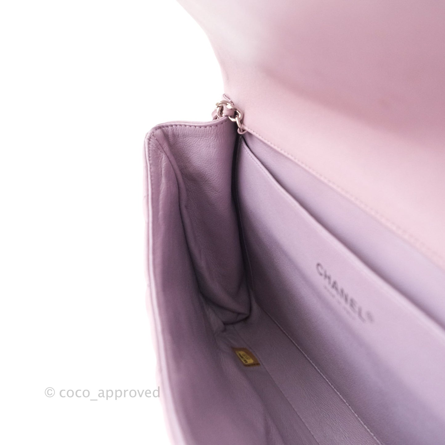 Chanel Quilted Clutch with Chain Lilac Pink Lambskin Silver Hardware