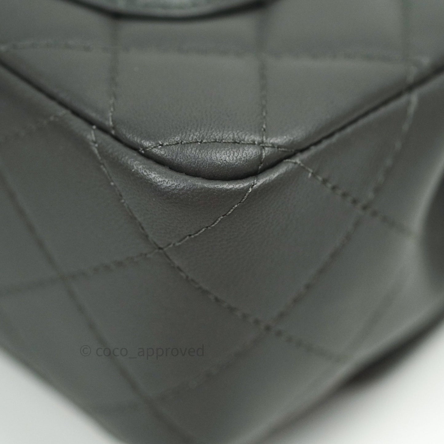 Chanel Quilted Mini Rectangular Dark Grey Lambskin Gold Hardware