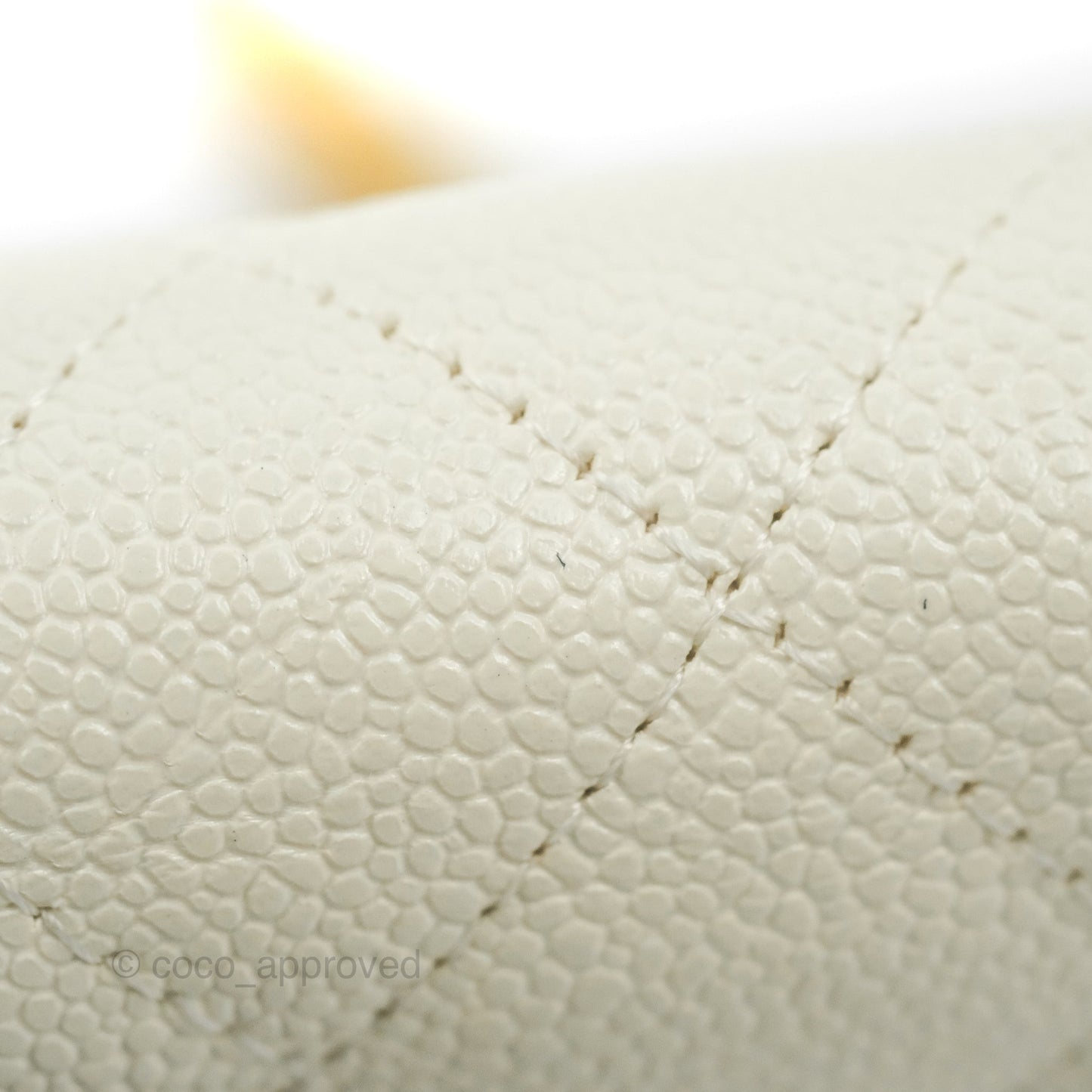 Chanel Mini Clutch With Chain White Caviar Aged Gold Hardware