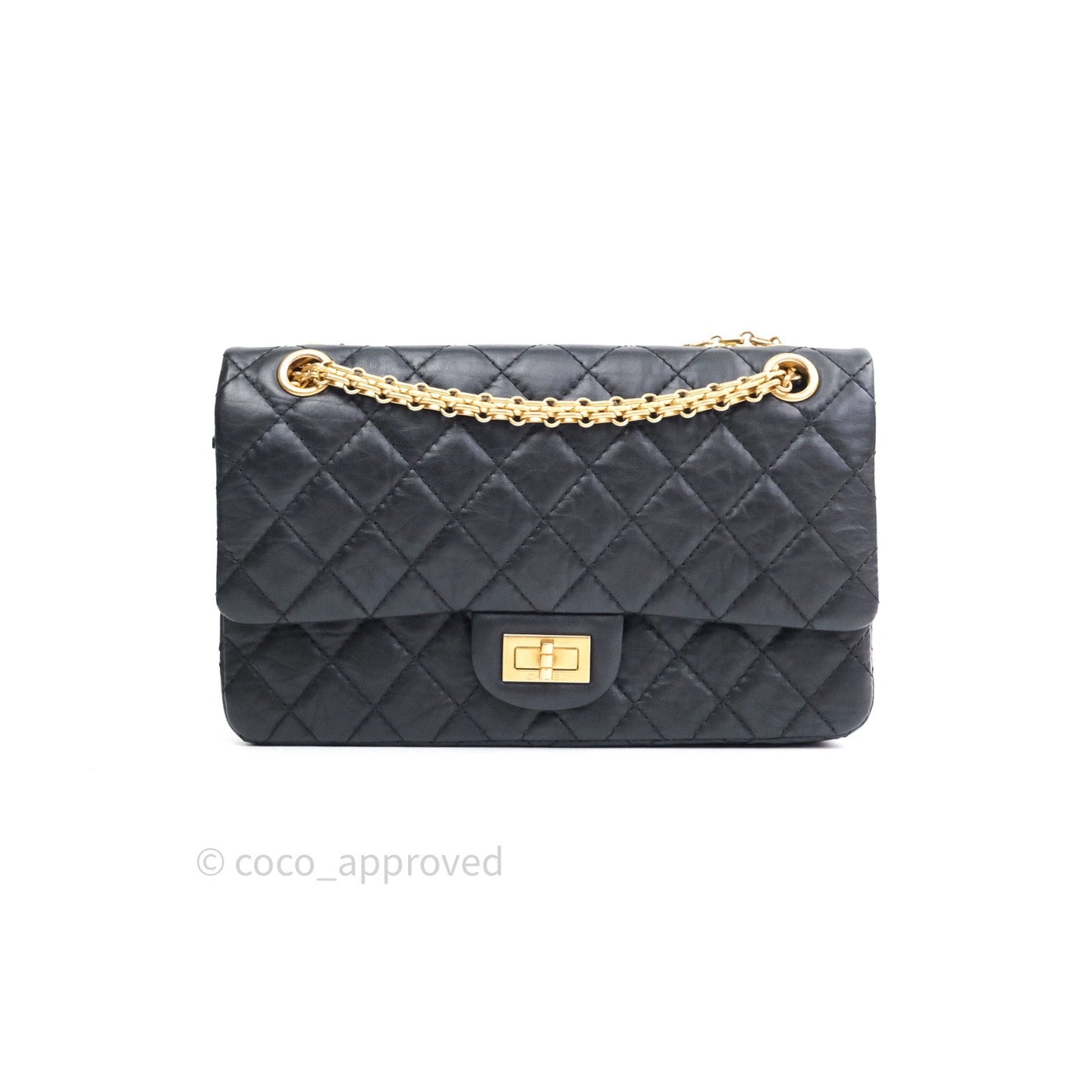 Chanel 2.55 Reissue Aged Calfskin 225 Flap Black Gold Hardware