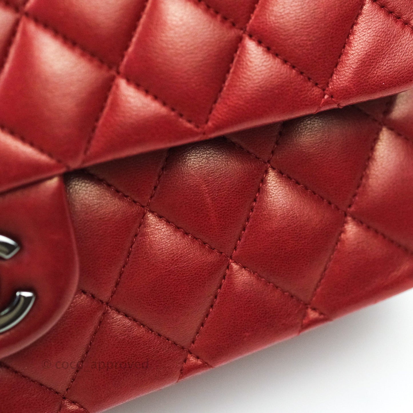 Chanel Classic M/L Medium Double Flap Dark Red Lambskin Gunmetal Hardware