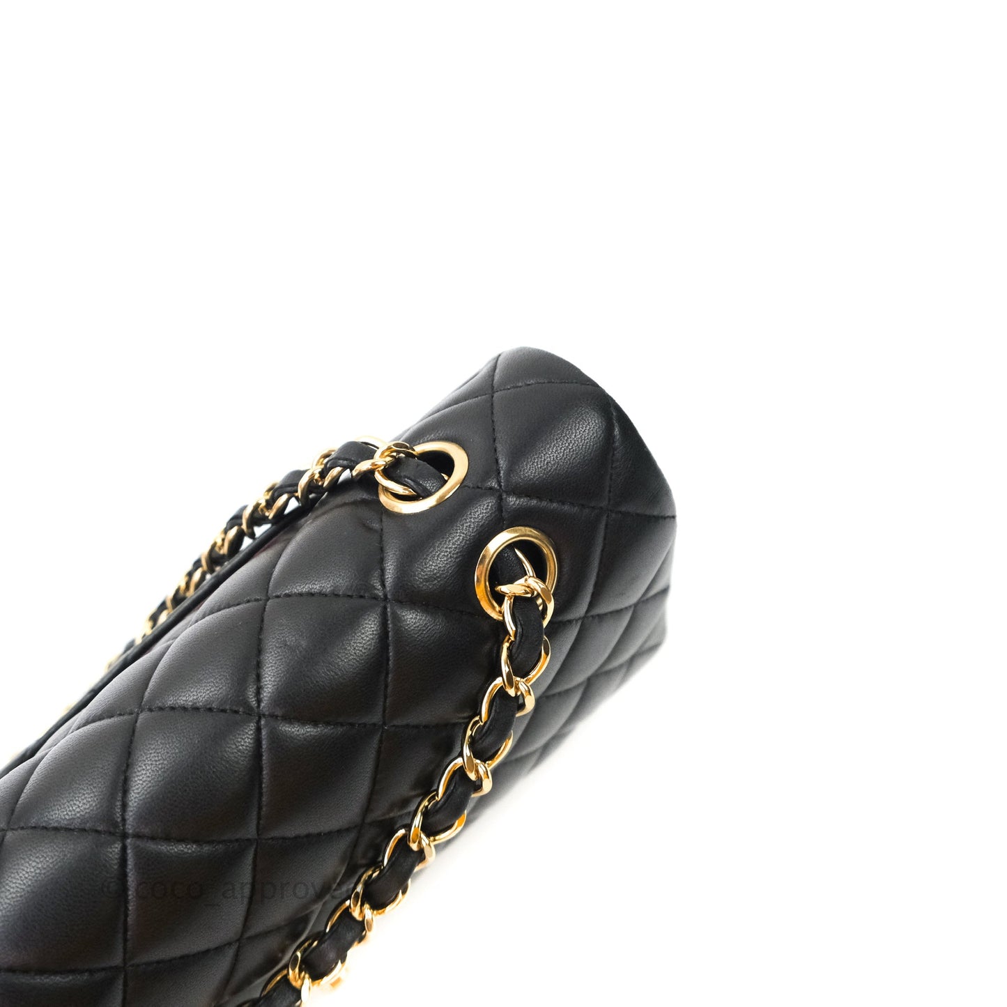 Chanel Classic M/L Medium Double Flap Bag Black Lambskin Gold Hardware