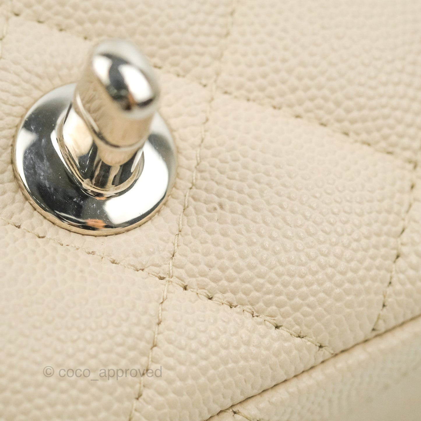 Chanel Quilted Mini Rectangular Ivory Caviar Silver Hardware