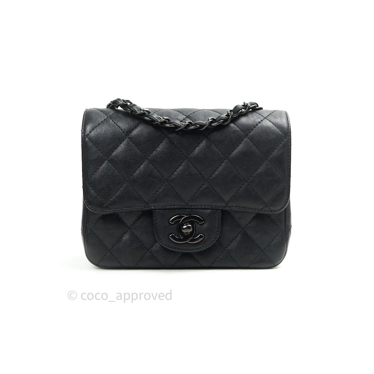 Chanel Quilted Mini Square Flap So Black Crumpled Calfskin