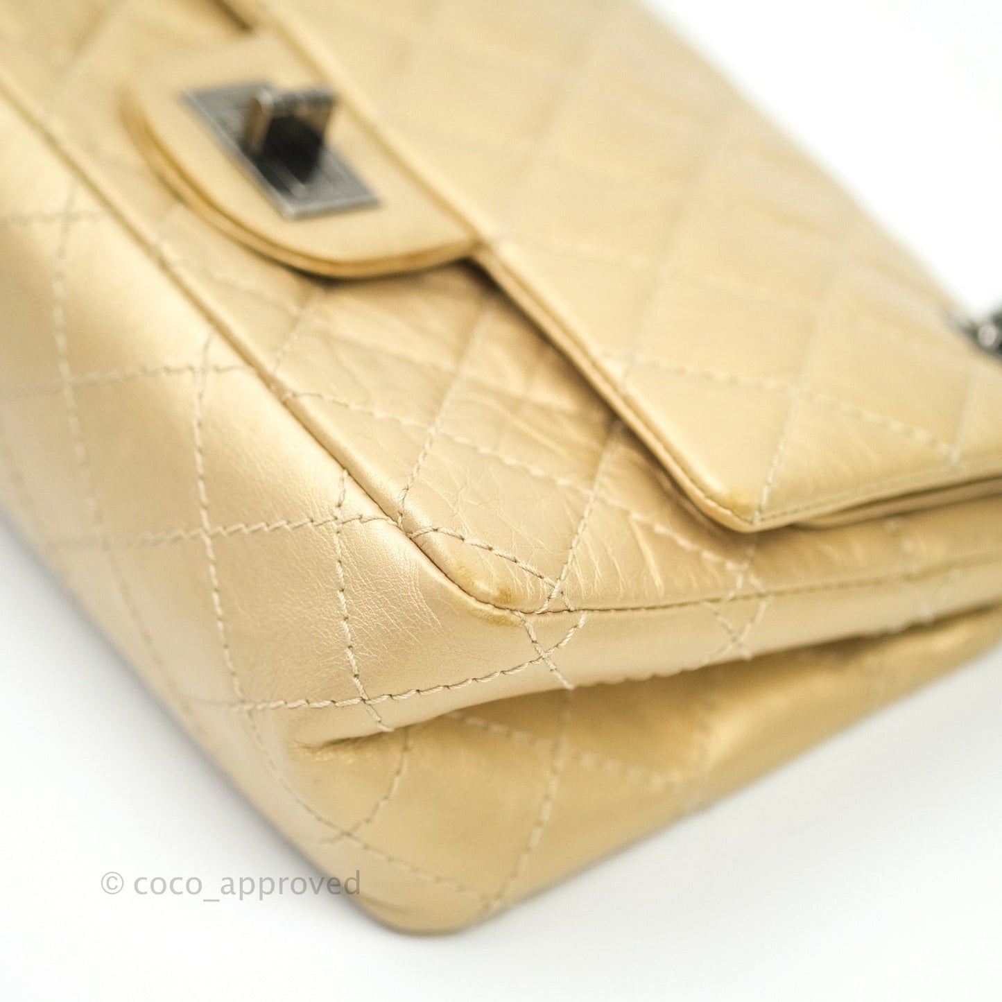 Chanel Mini Reissue 224 Gold Aged Calfskin Ruthenium Hardware
