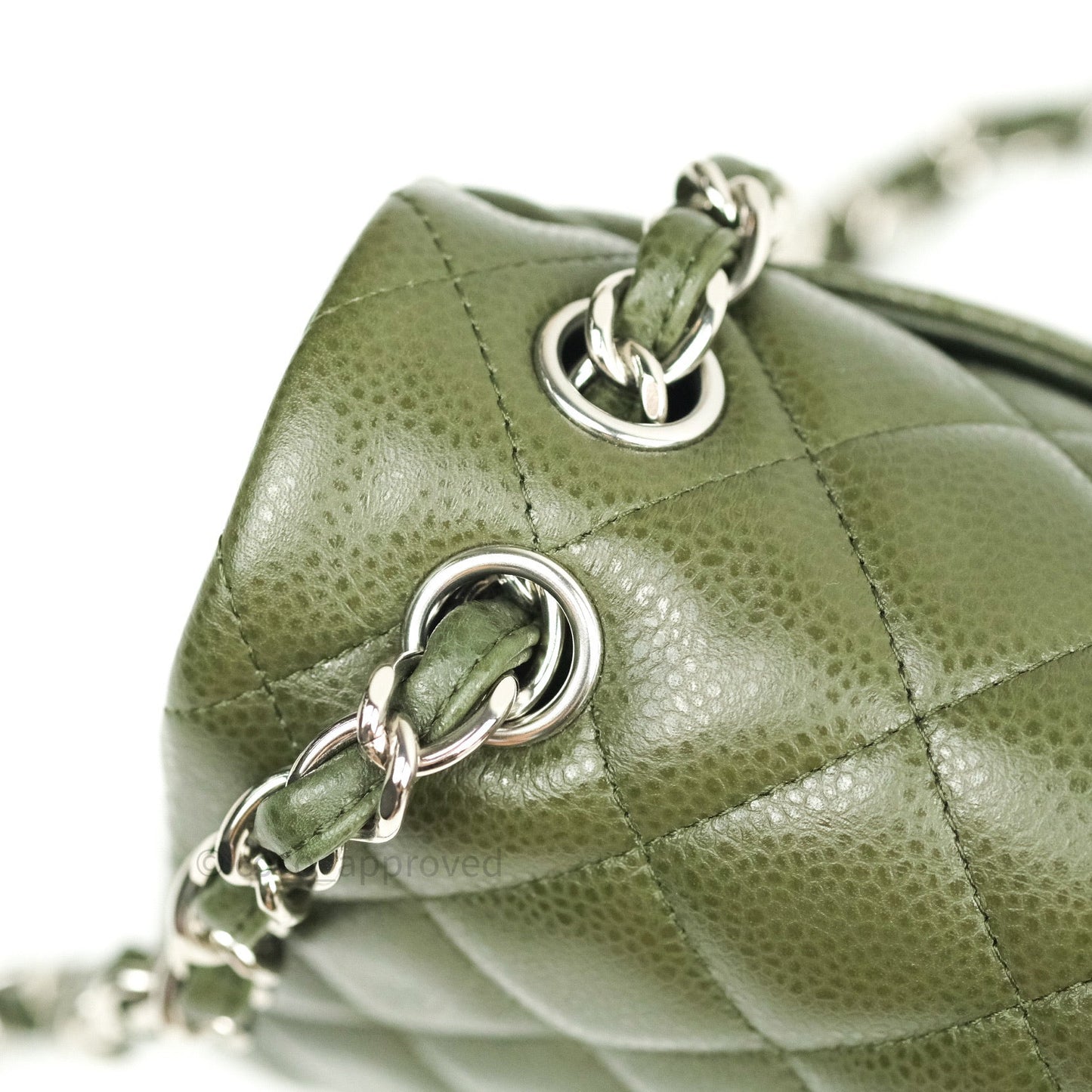 Chanel Classic Jumbo Double Flap Quilted Green Caviar Silver Hardware⁣⁣