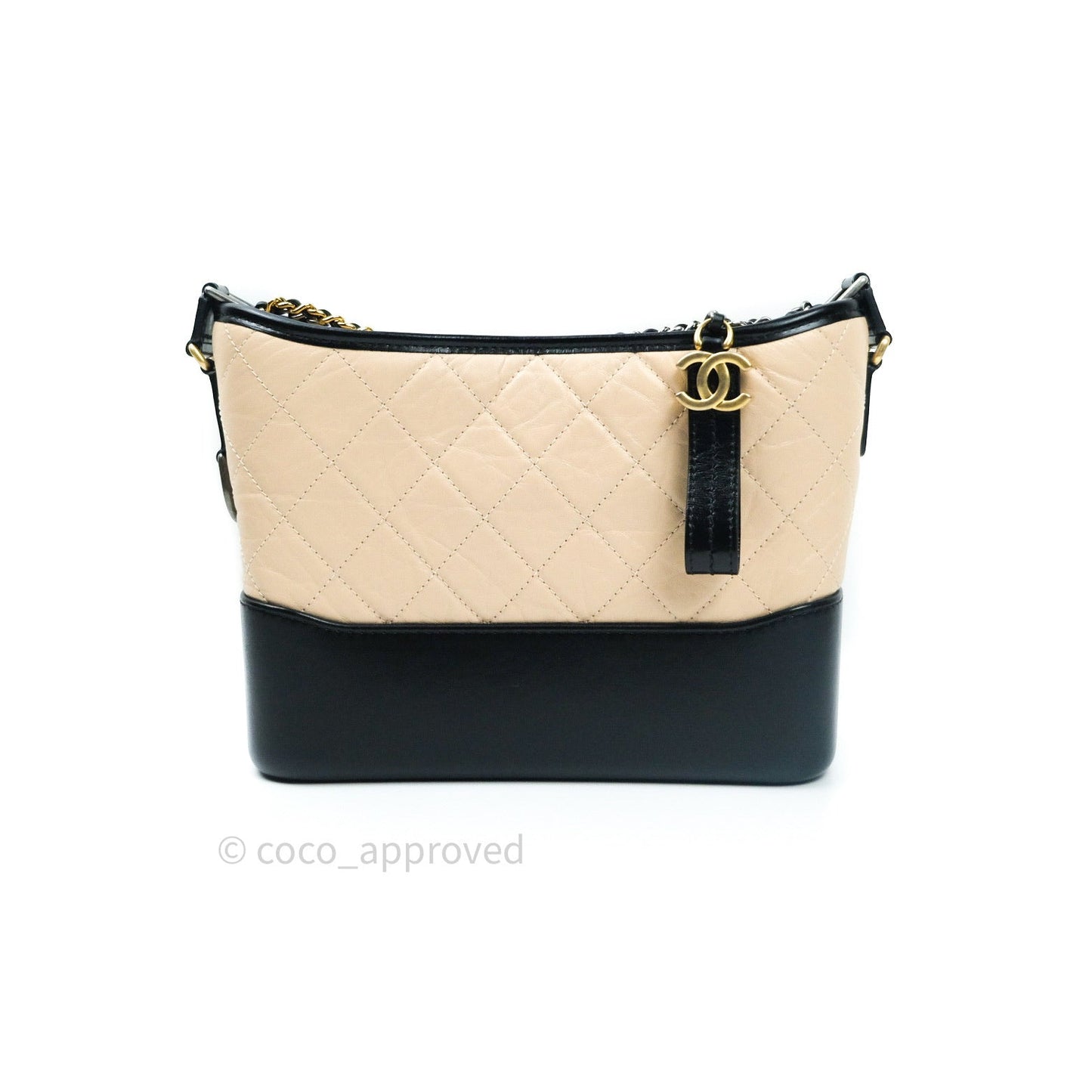 Chanel New Medium Gabrielle Beige Black Aged Calfskin