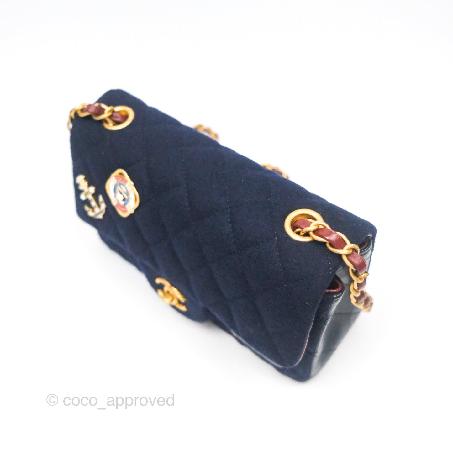 Chanel Paris Hamburg Charms Mini Rectangular Flap Navy Wool Lambskin
