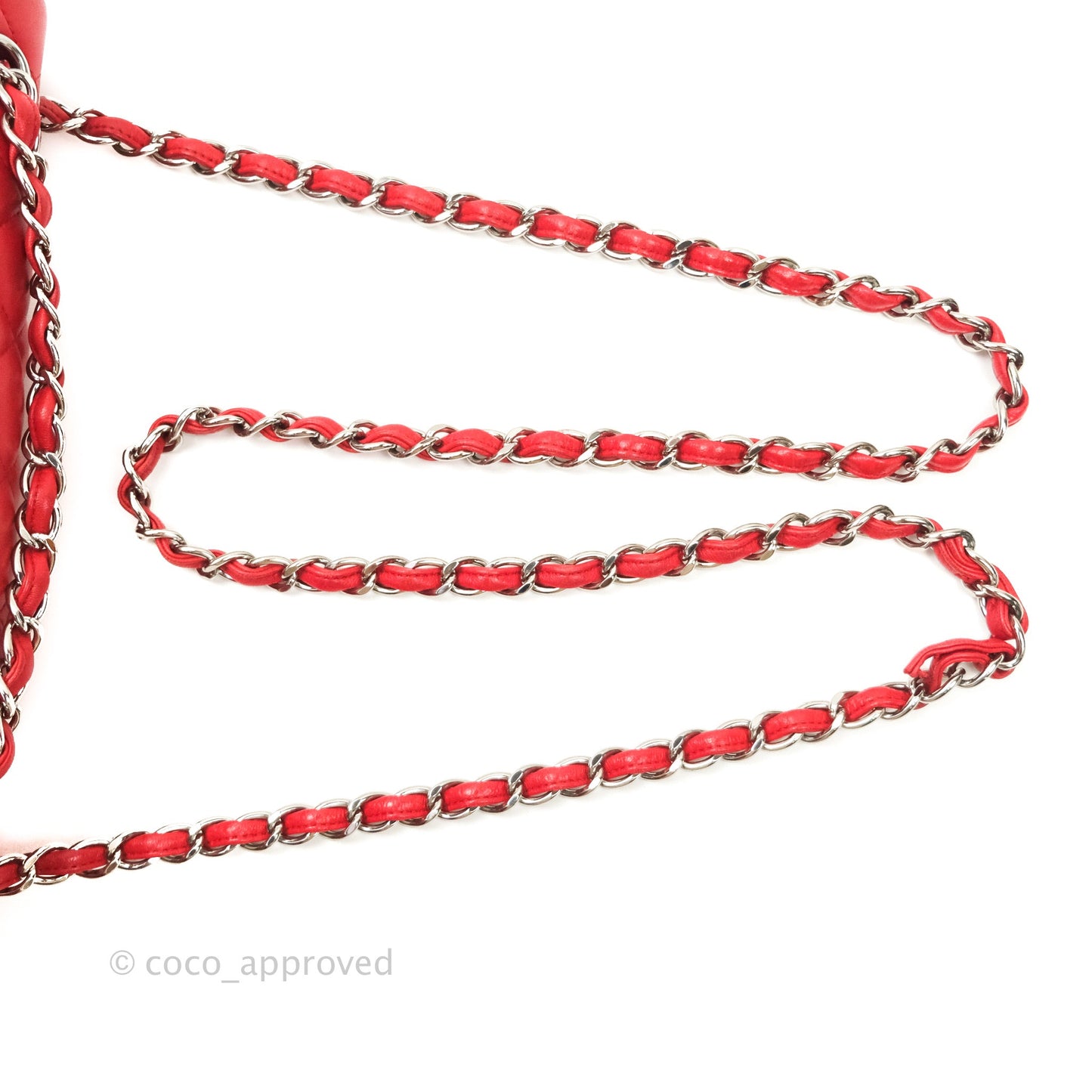 Chanel Jumbo Double Flap Red Lambskin Silver Hardware⁣⁣