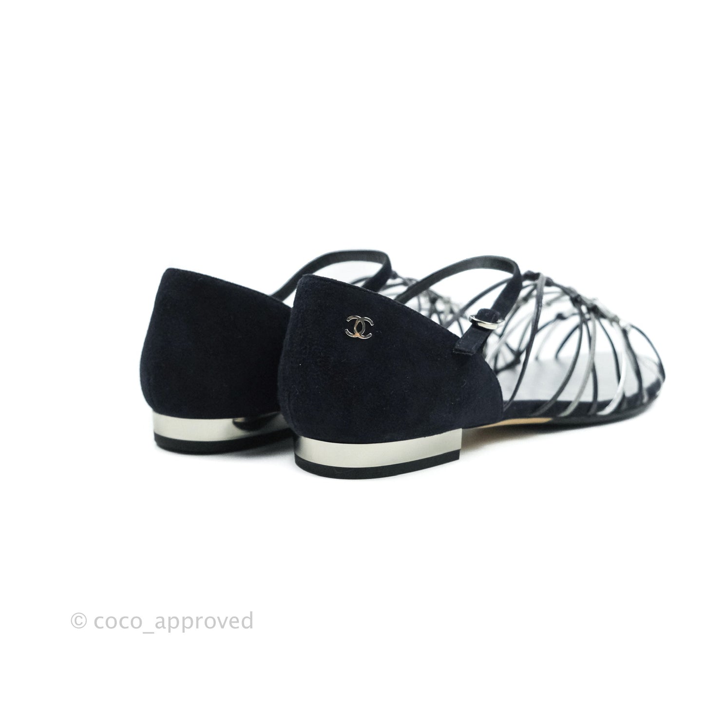 Chanel Sandals Dark Navy Silver 38C