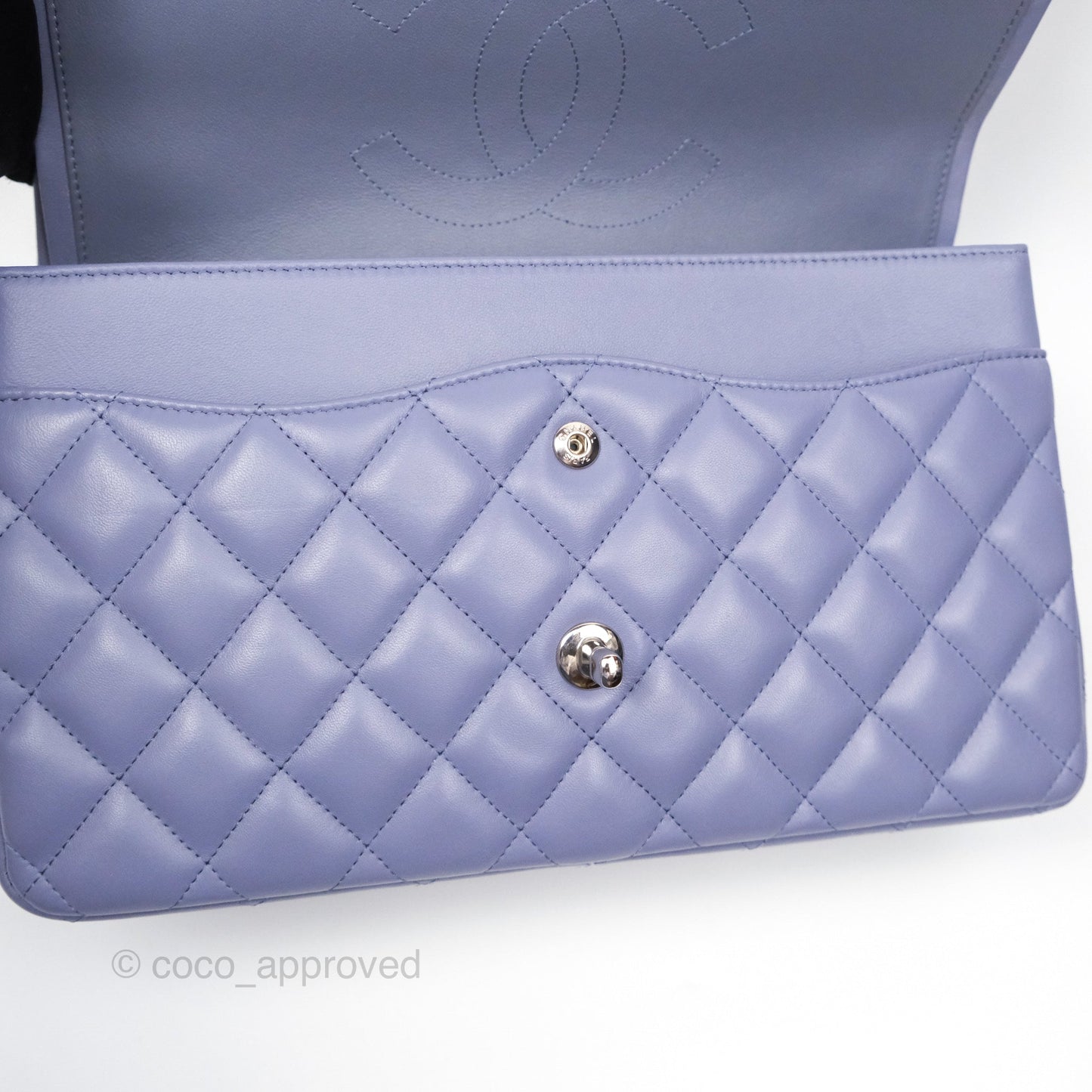 Chanel Jumbo Double Flap Lavender Blue Lambskin Silver Hardware⁣⁣