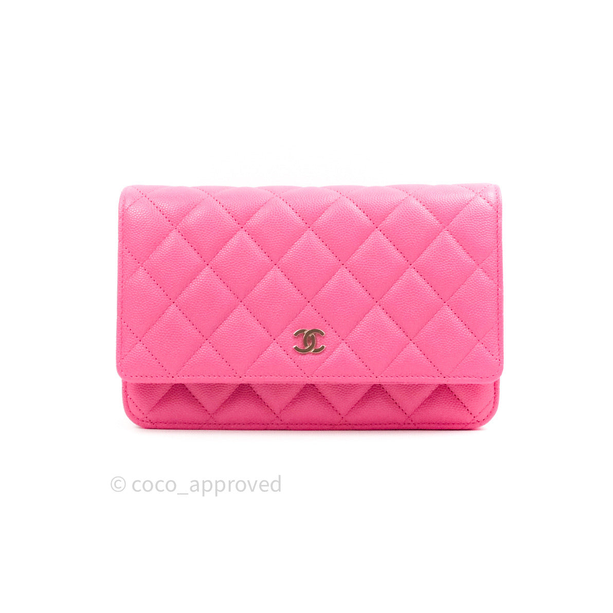Chanel Caviar Quilted Wallet on Chain WOC Pink Light Gold Hardware 20S