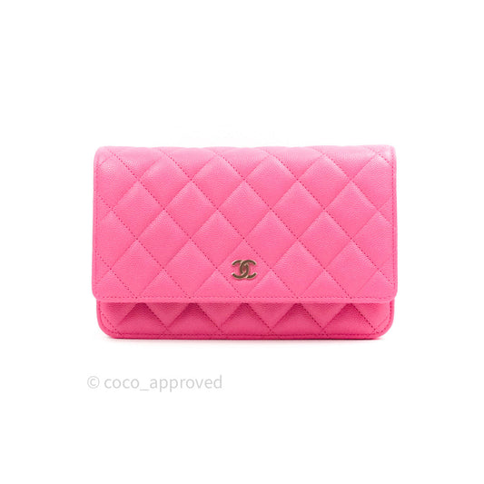 Chanel Caviar Quilted Wallet on Chain WOC Pink Light Gold Hardware 20S