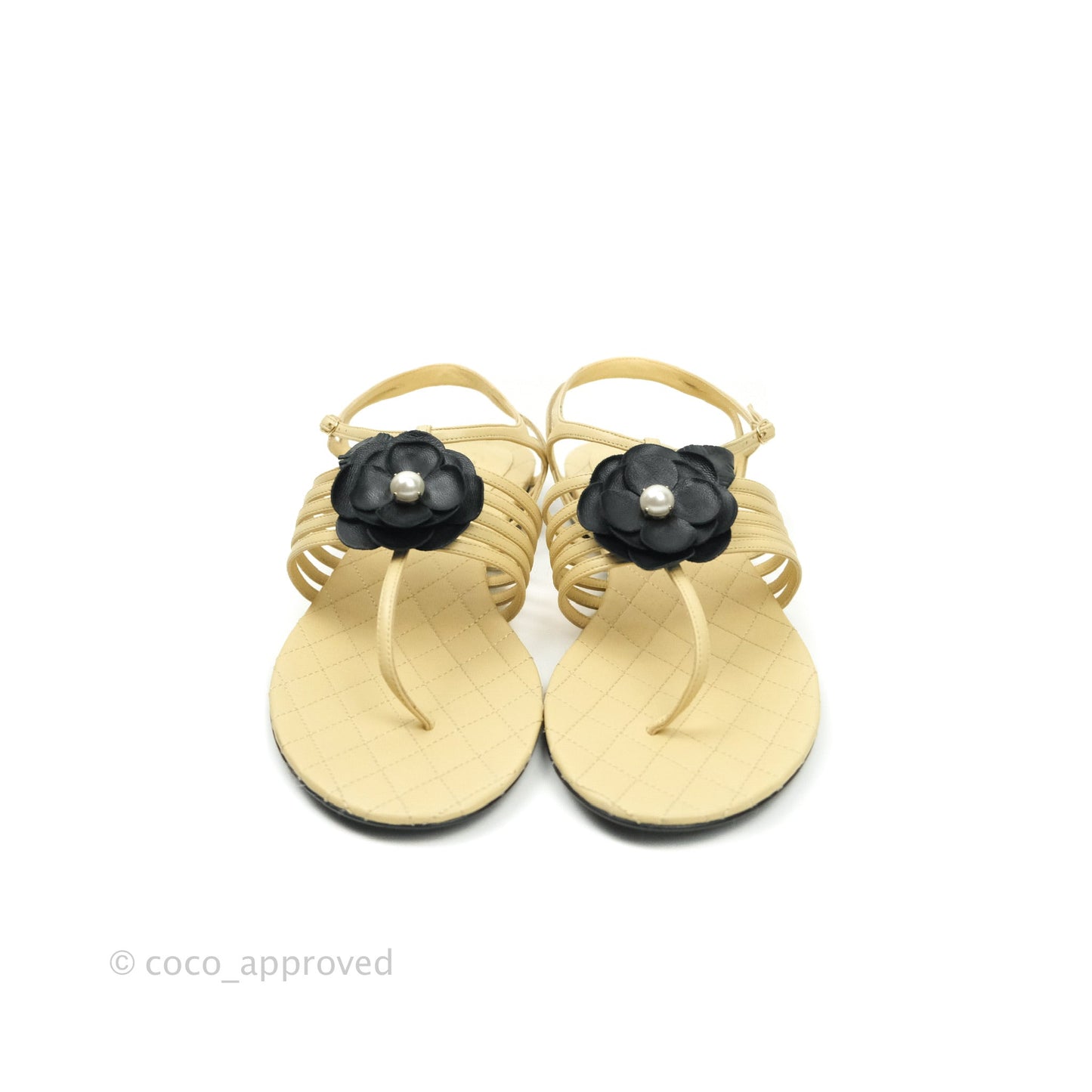 Chanel Sandal Beige Camellia 39 1/2
