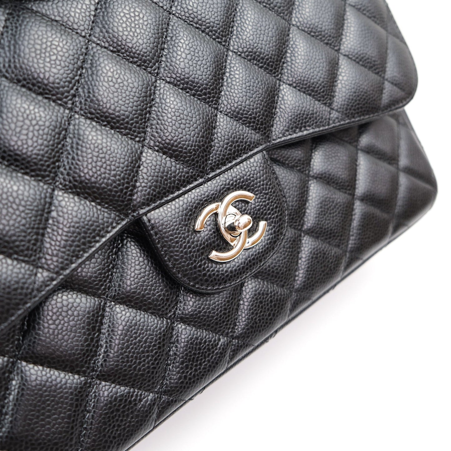 Chanel Jumbo Double Flap Black Caviar Silver Hardware⁣⁣