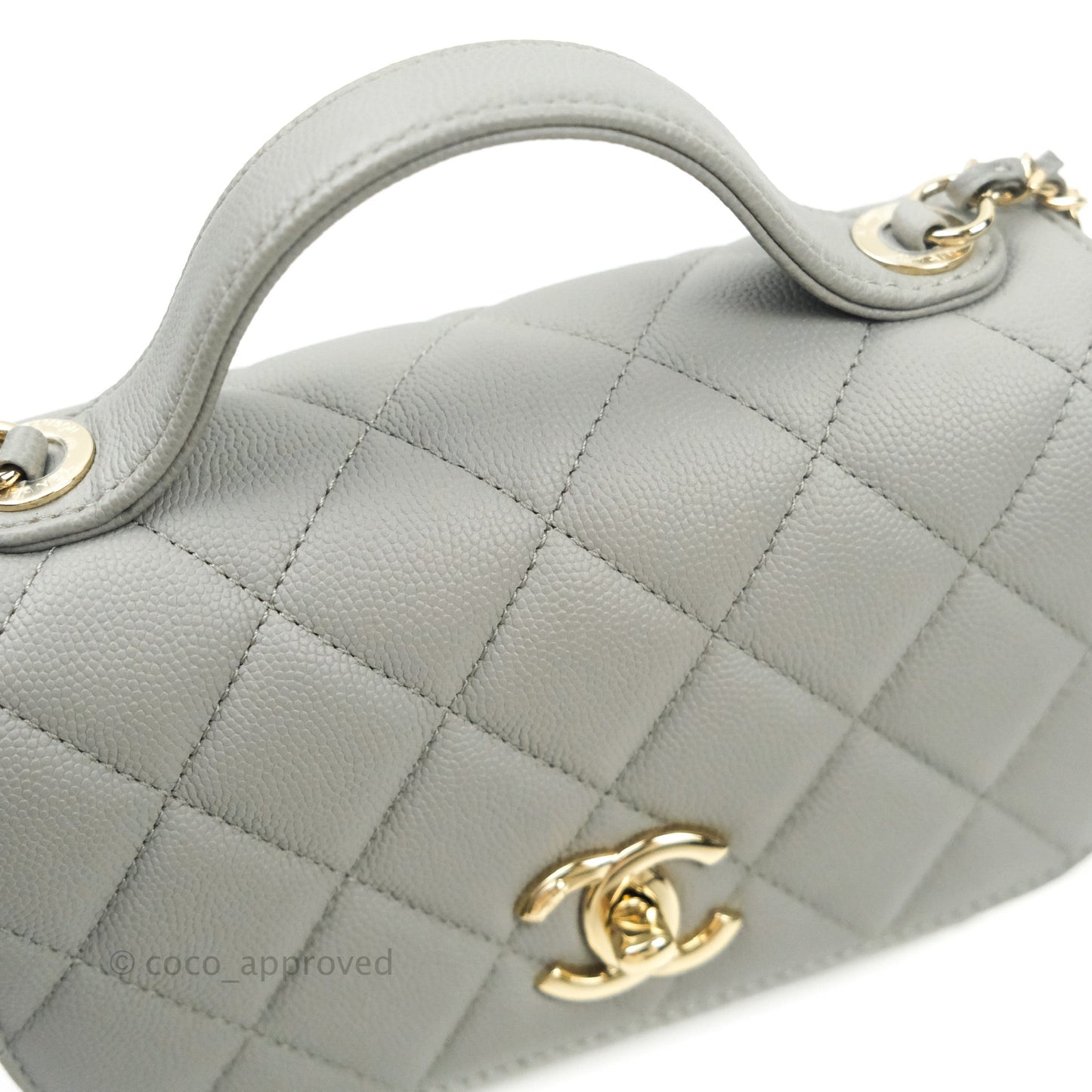 Chanel Quilted Small Business Affinity Flap Grey Caviar Light Gold Hardware