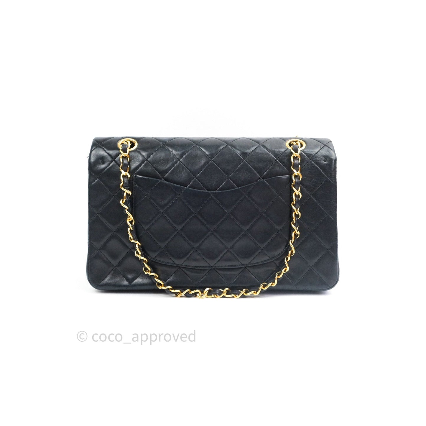 Chanel Classic Vintage M/L Medium Double Flap Bag Black Lambskin 24K Gold Hardware