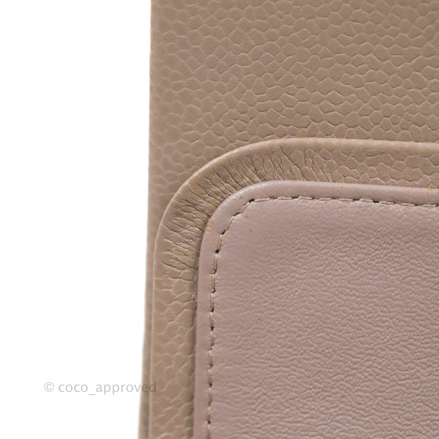 Chanel Classic M/L Medium Flap Quilted Taupe Grey Caviar Silver Hardware
