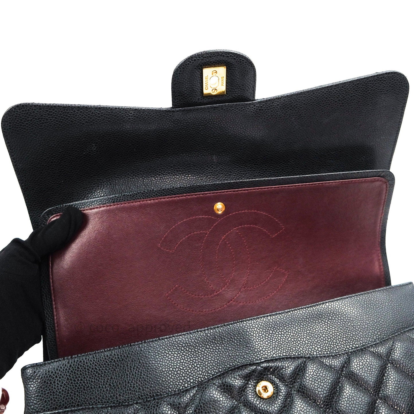Chanel Classic Double Flap Maxi Black Caviar Gold Hardware