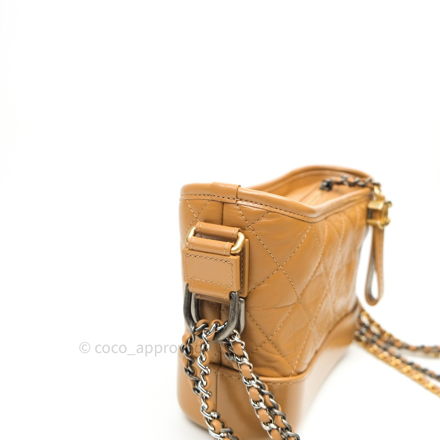 Chanel Calfskin Quilted Small Gabrielle Hobo Dark Beige Mixed Hardware