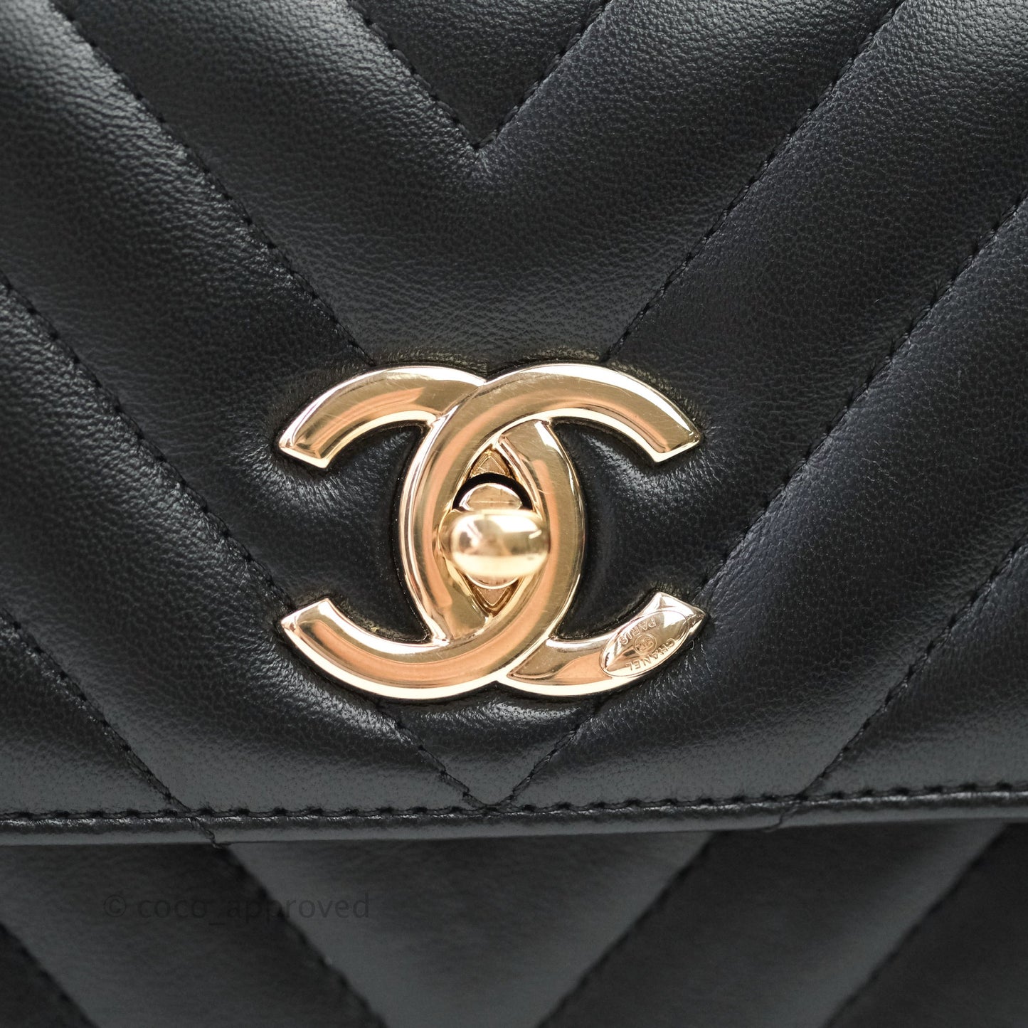 Chanel Trendy CC Chevron Small Black Lambskin Gold Hardware