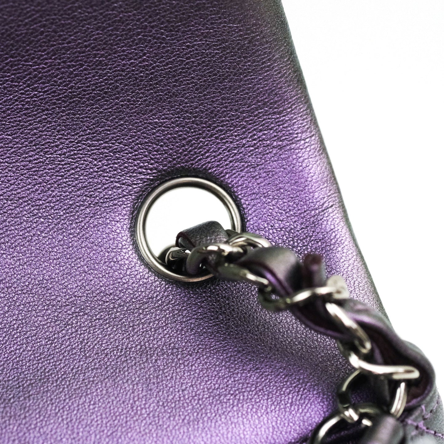 Chanel Quilted Mini Rectangular Iridescent Purple Dark Silver Hardware