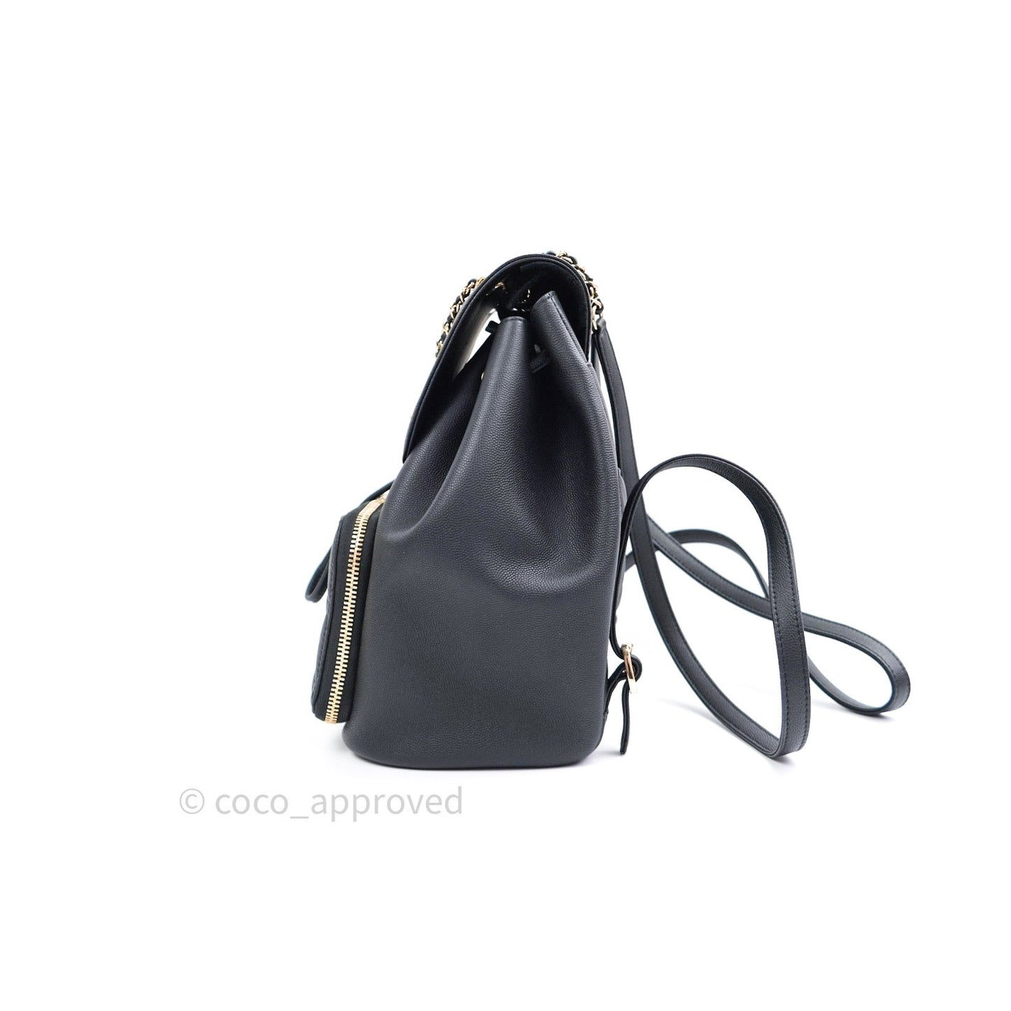 Chanel Quilted Business Affinity Backpack Black Caviar Light Gold Hardware