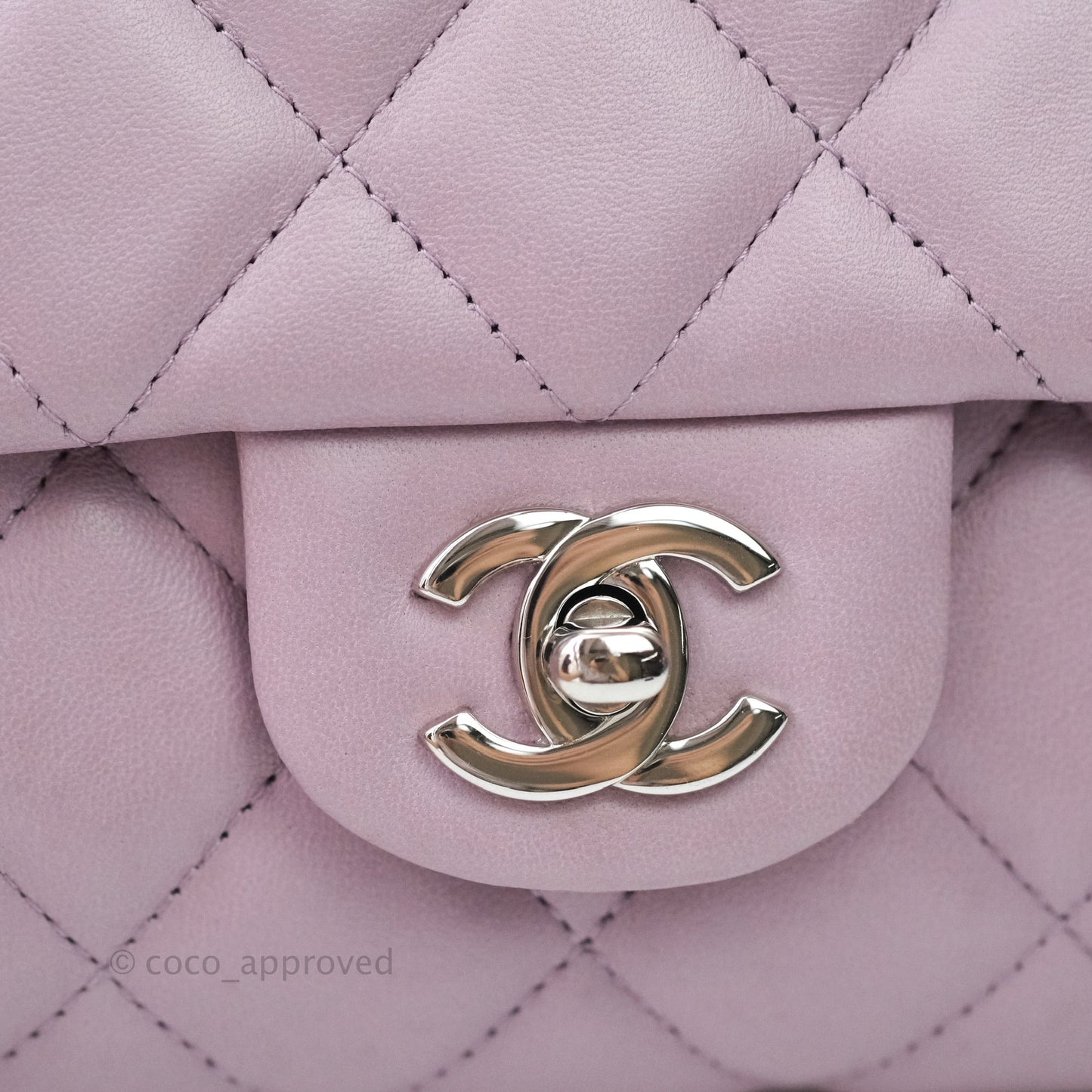 Chanel Quilted Clutch with Chain Lilac Pink Lambskin Silver Hardware