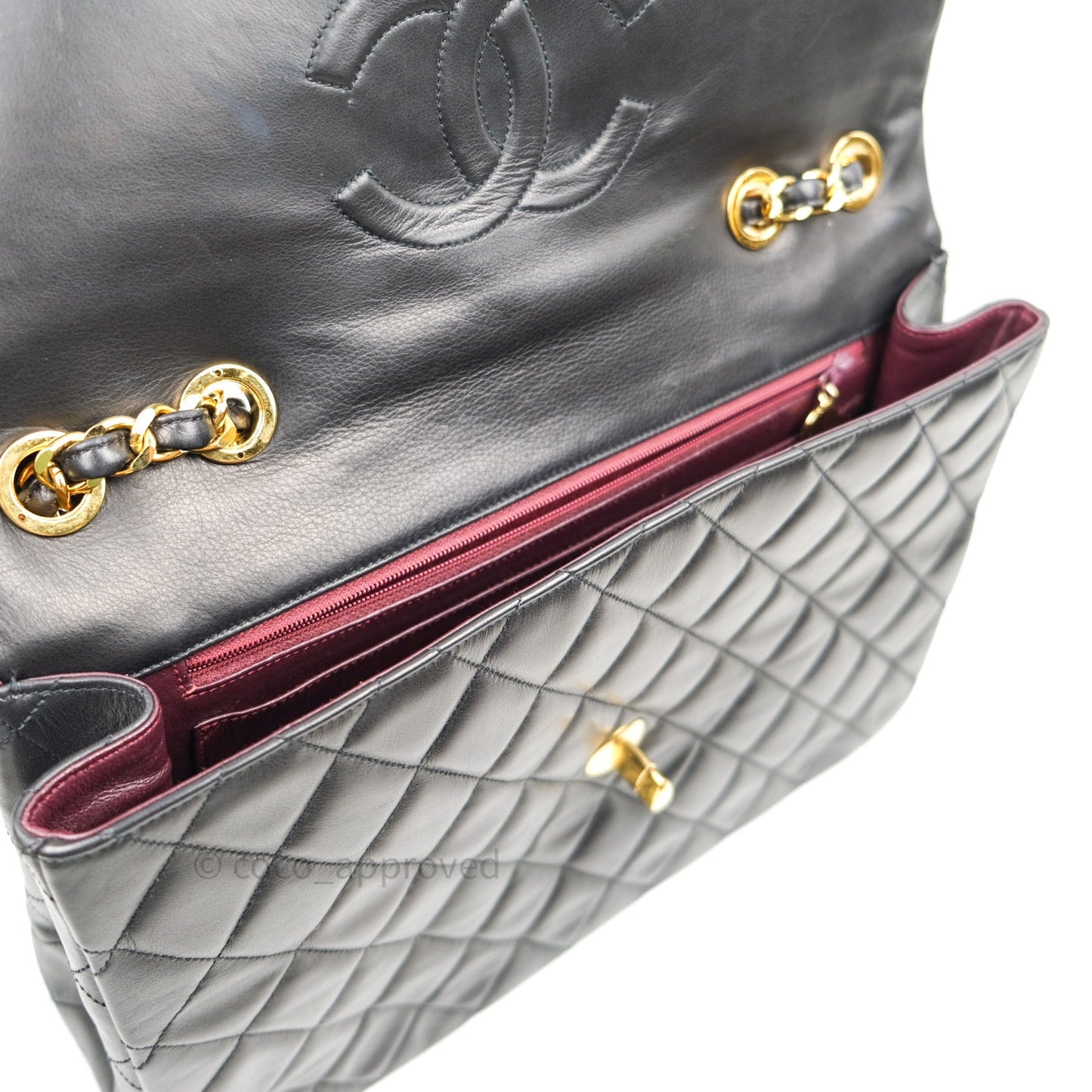 Chanel Vintage XL Jumbo Single Flap Black Lambskin 24K Gold Hardware