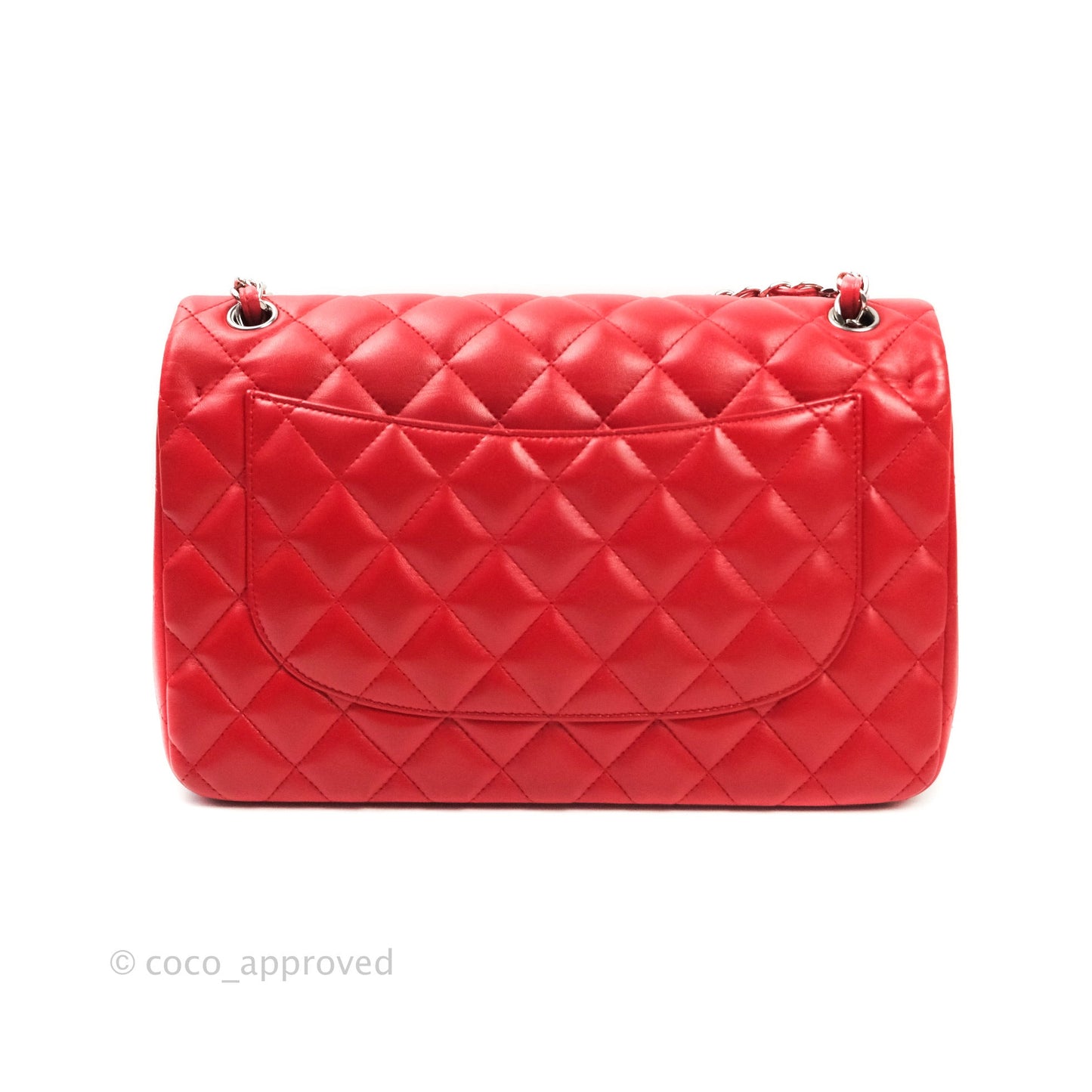 Chanel Jumbo Double Flap Red Lambskin Silver Hardware⁣⁣