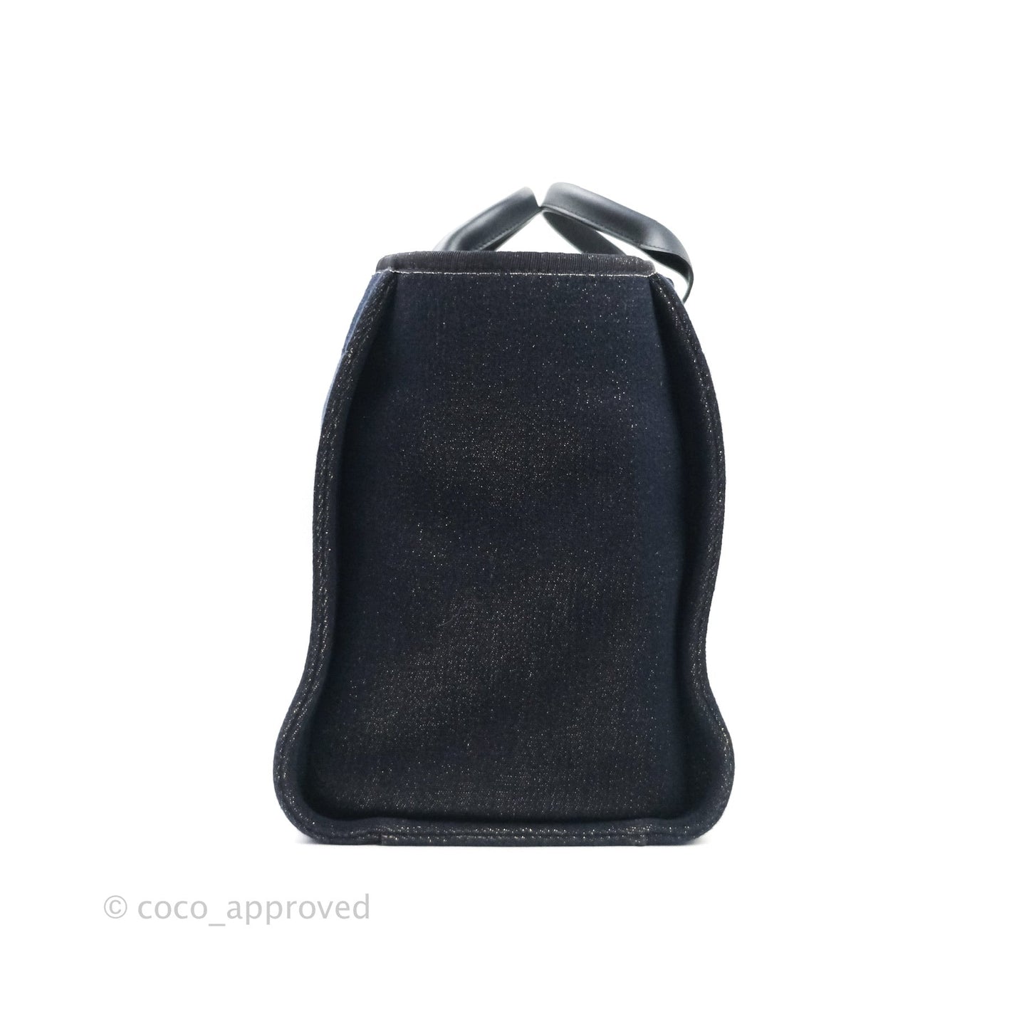 Chanel Large Deauville Navy Glitter Canvas Gold Hardware