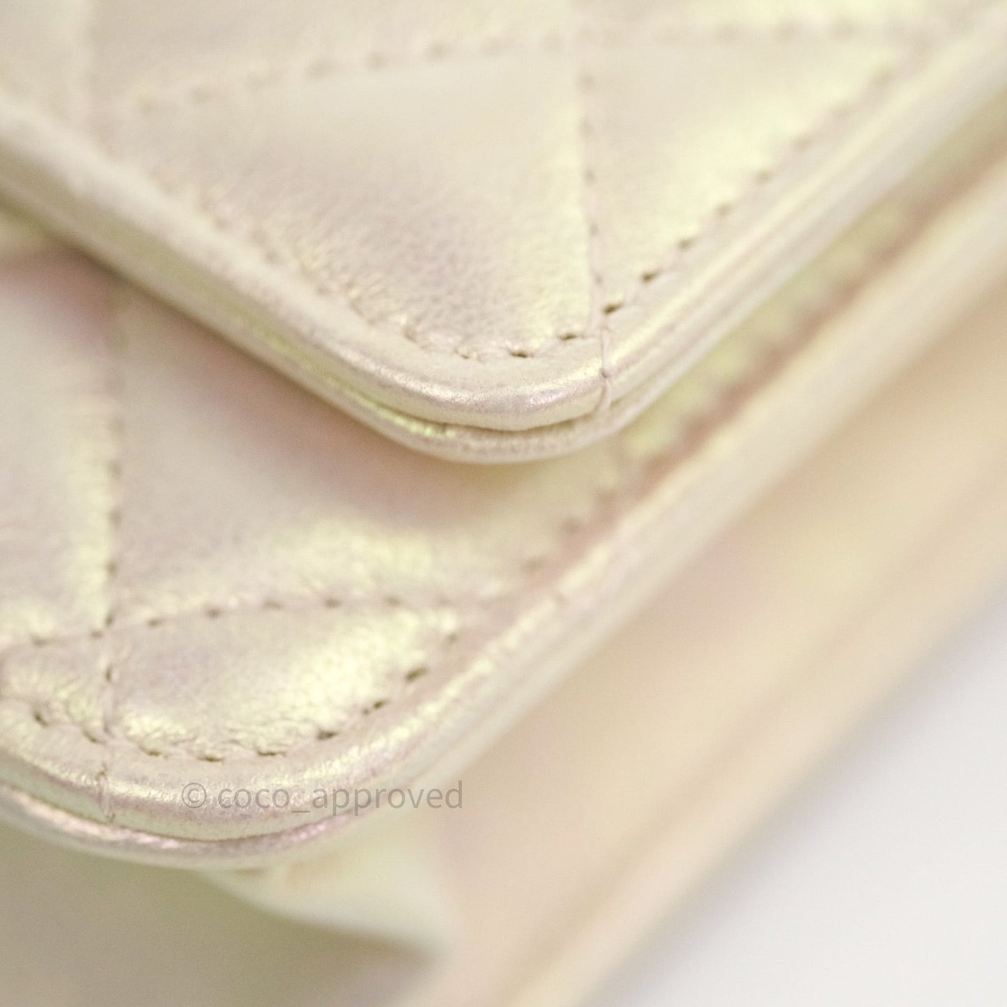 Chanel Quilted Wallet on Chain WOC Iridescent Ivory Gold Hardware 20A