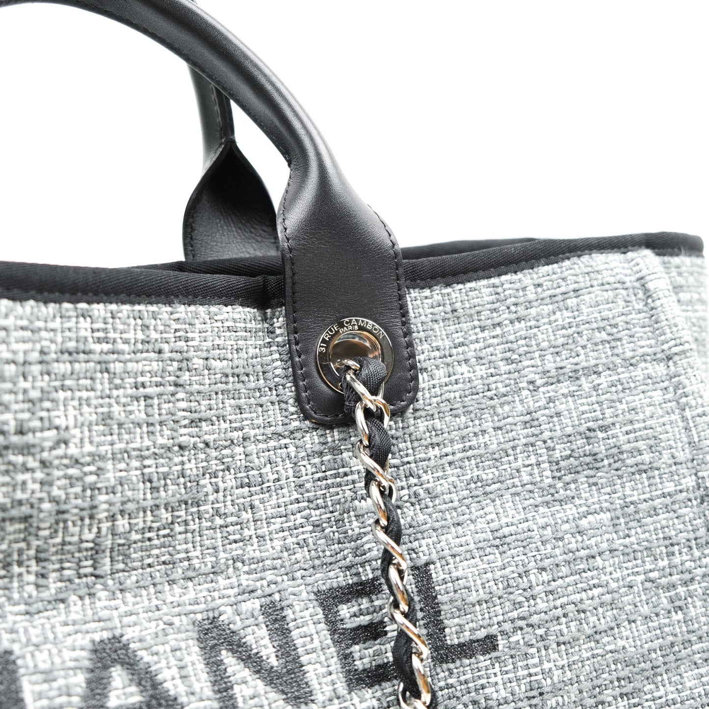 Chanel Large Deauville Charcoal Grey Canvas