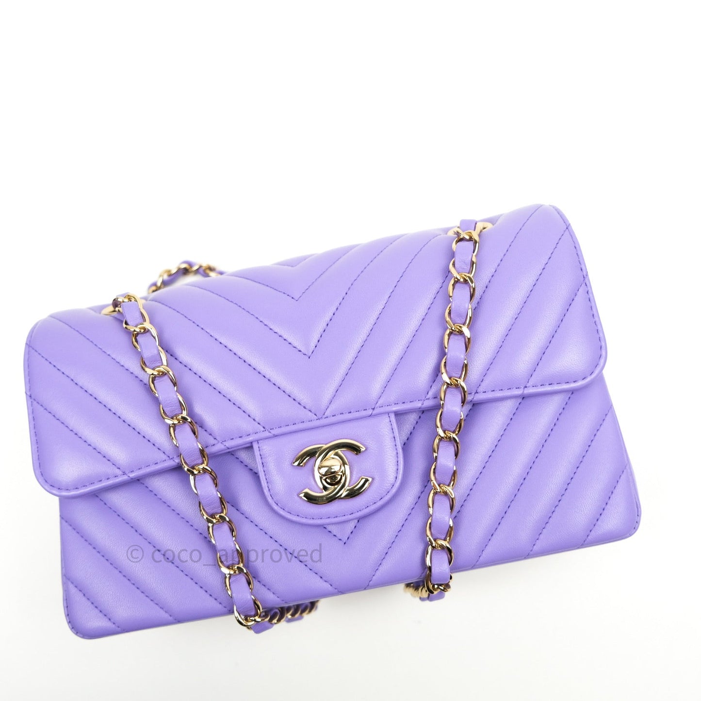 Chanel Classic Small S/M Flap Purple Lambskin Light Gold Hardware