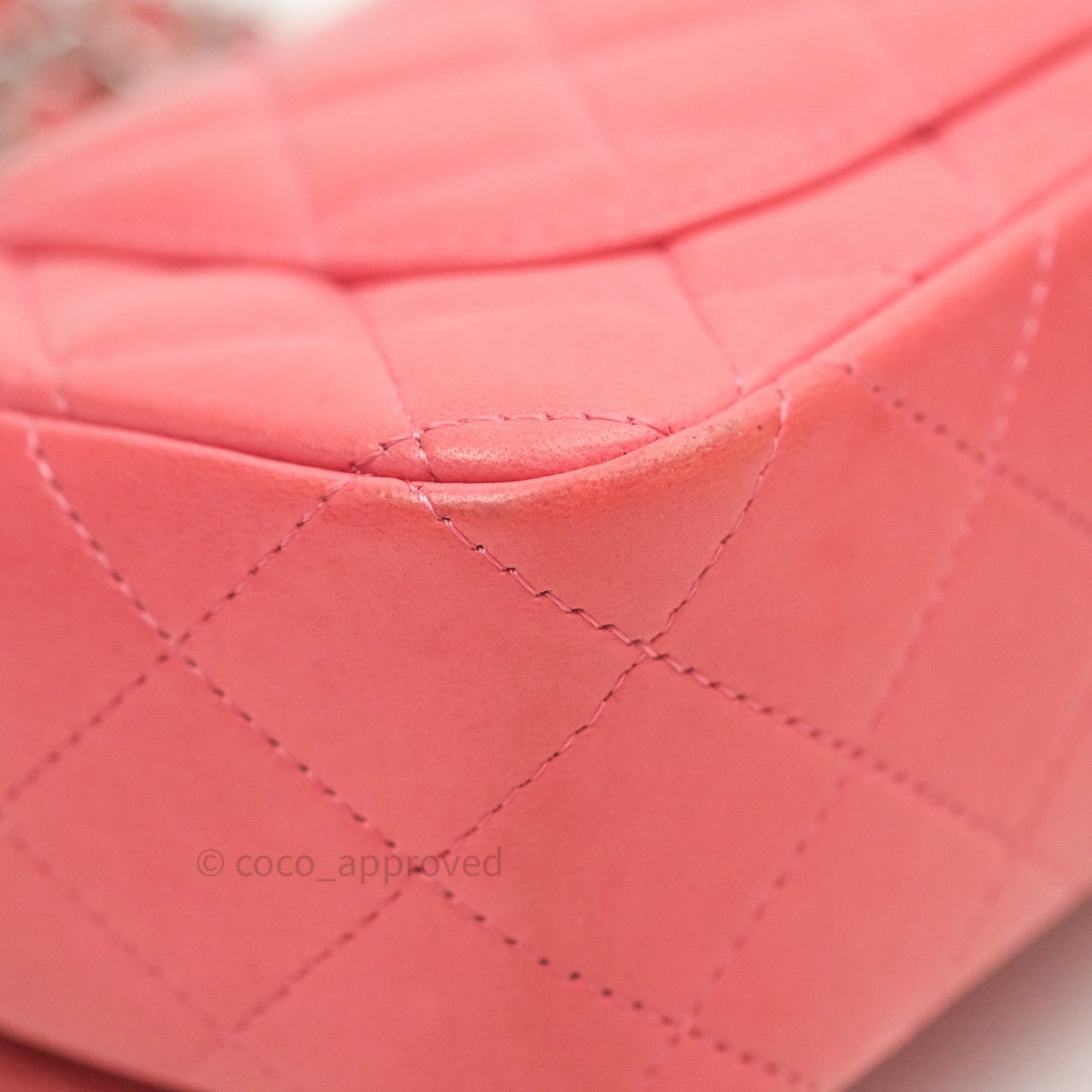 Chanel Quilted Mini Rectangular Pink Lambskin Silver Hardware