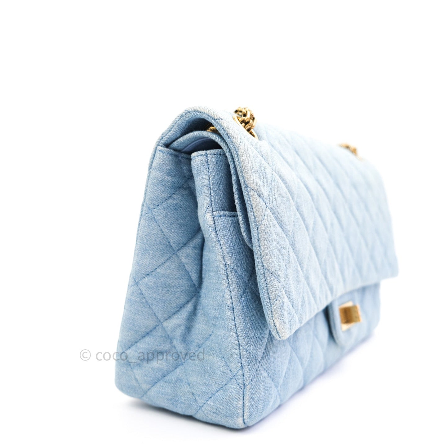 Chanel Reissue Quilted Denim Blue Gold Hardware 226