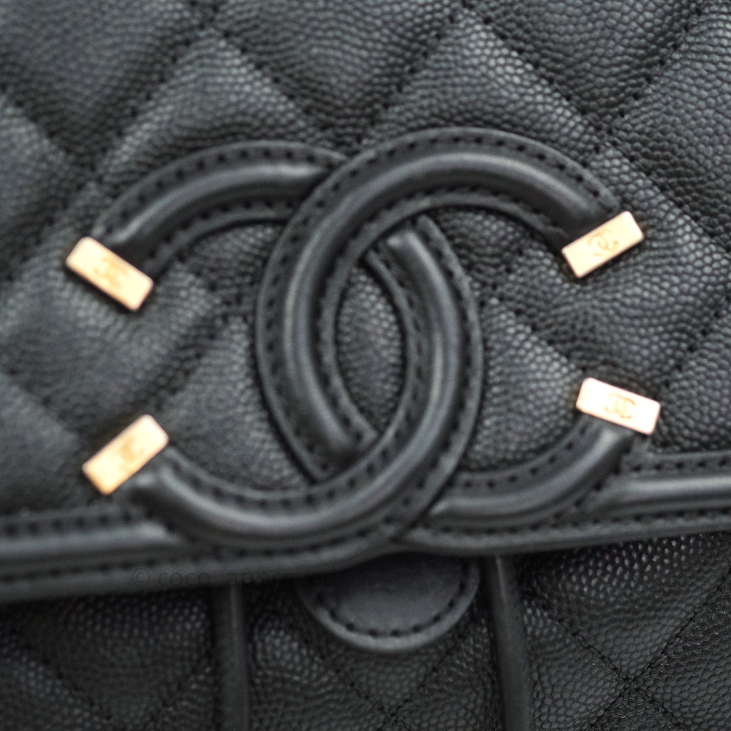 Chanel Quilted Filigree Backpack Black Caviar
