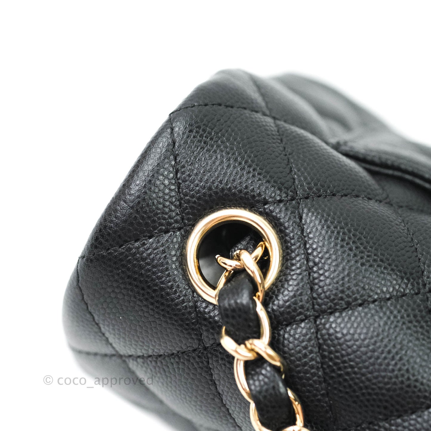 Chanel Quilted Mini Rectangular Black Caviar Gold Hardware