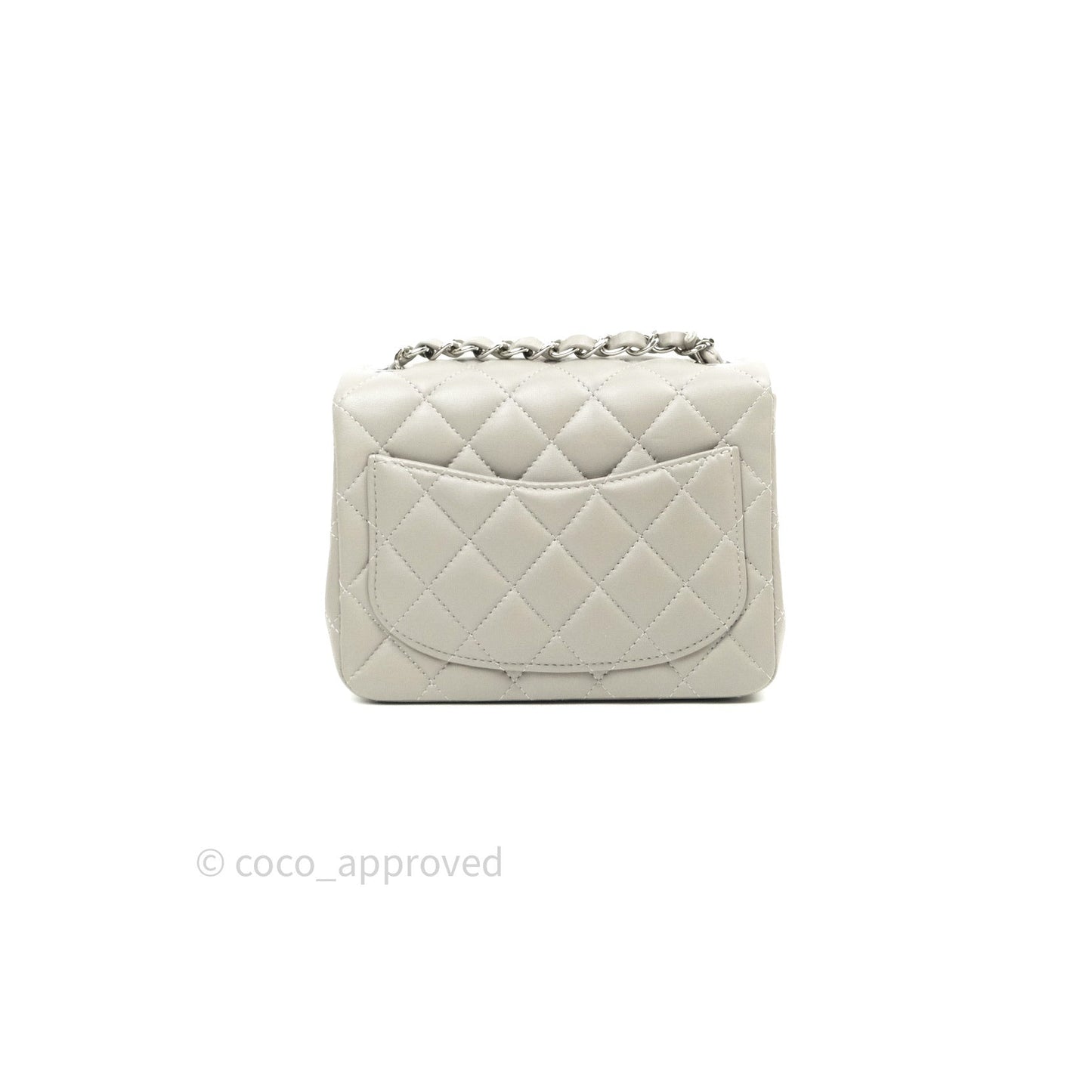 Chanel Mini Square Grey Lambskin Silver Hardware 19B