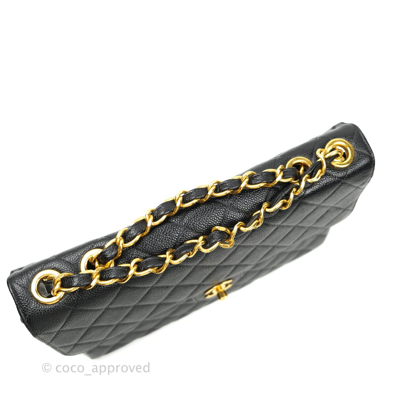 Chanel Classic Vintage Jumbo Single Flap Black Caviar 24K Gold Hardware