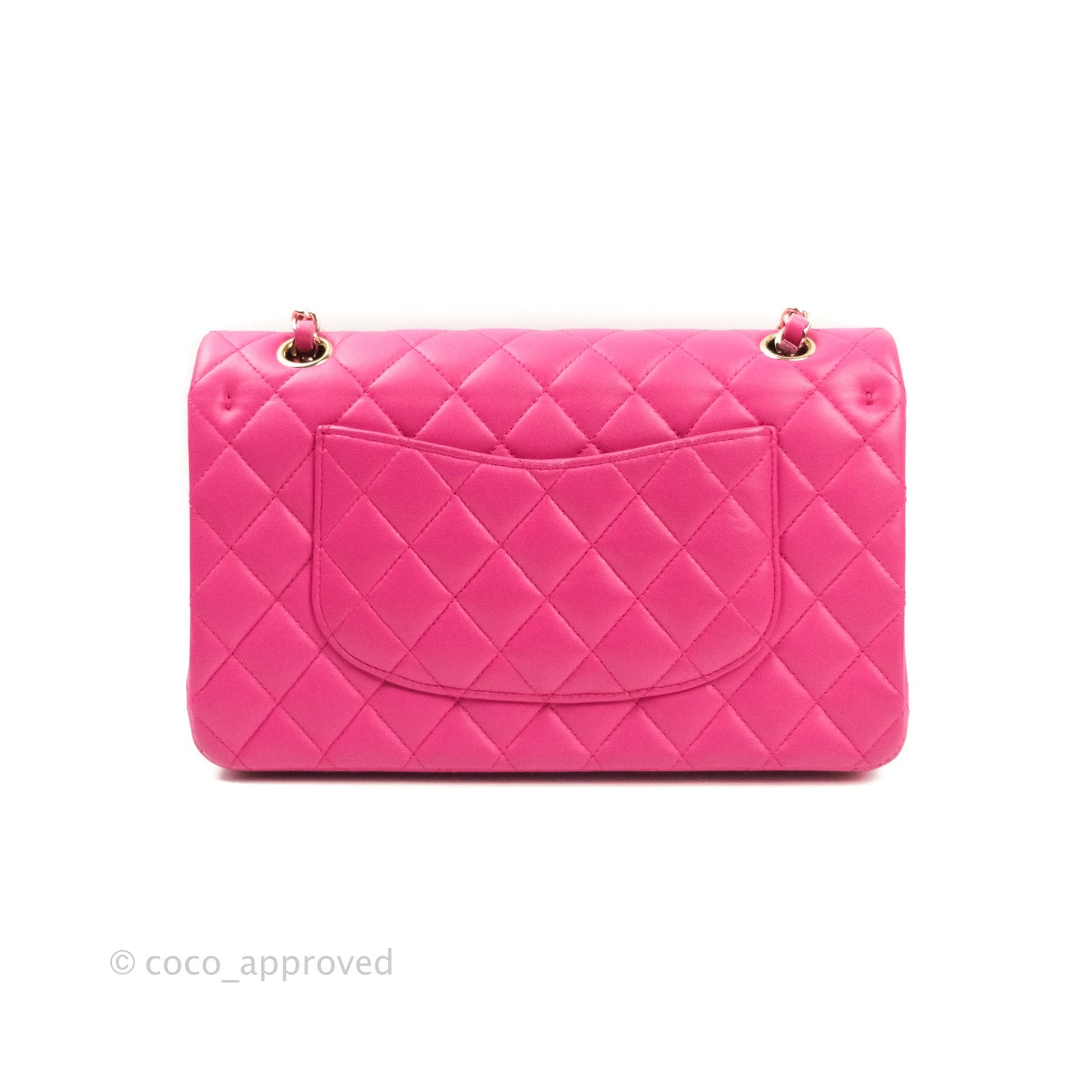 Chanel Classic M/L Medium Double Flap Hot Pink Lambskin Gold Hardware