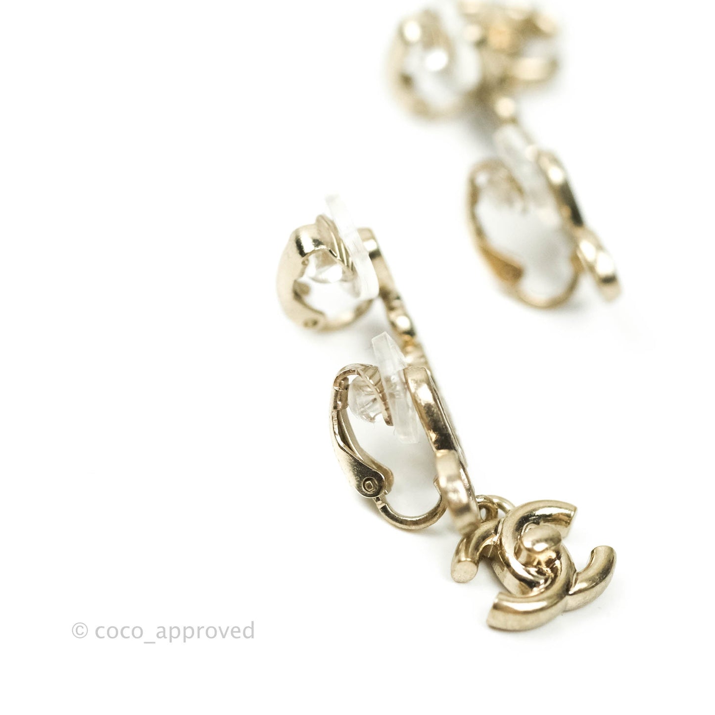 Chanel Letter Earrings Clip-On Gold Hardware