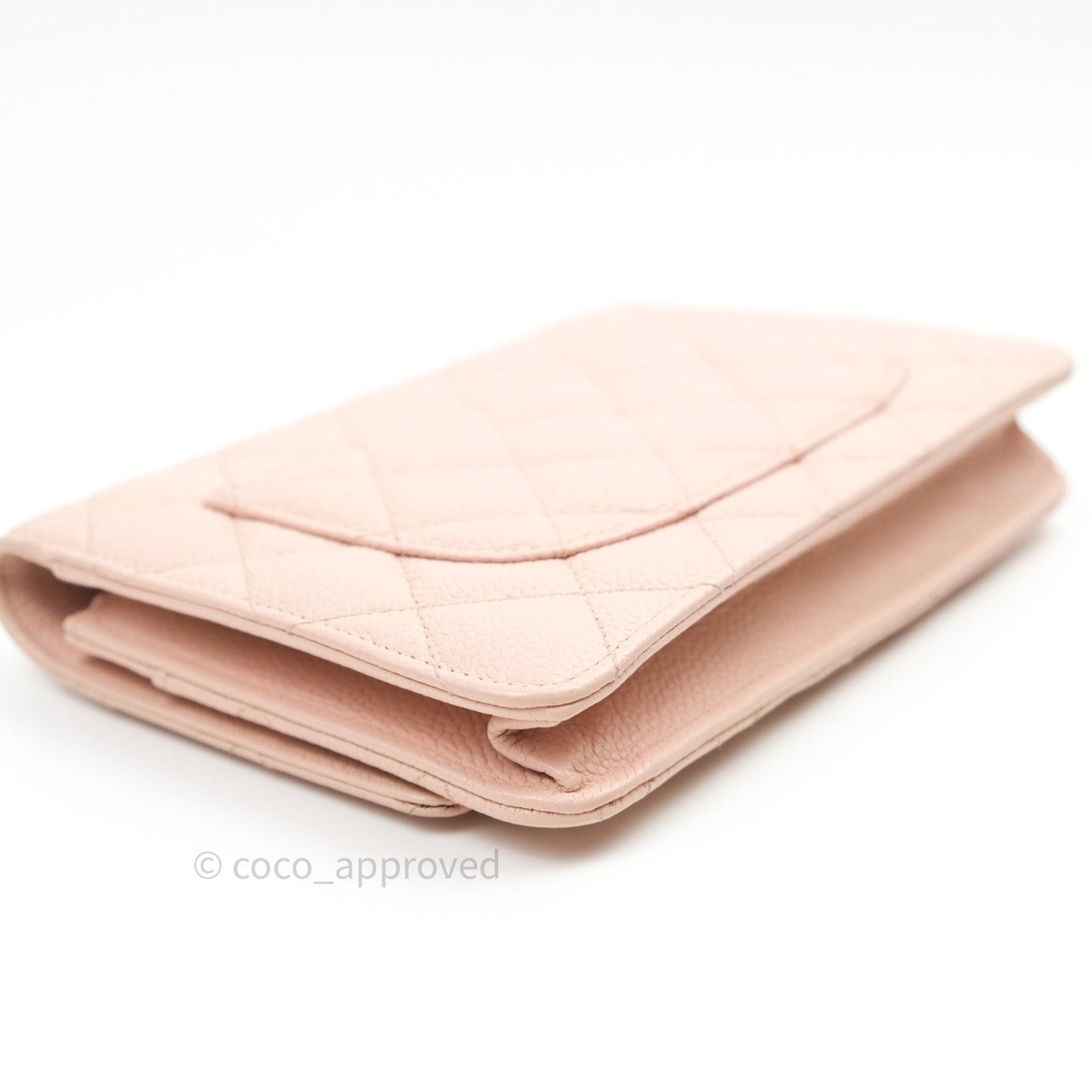Chanel Quilted Wallet on Chain WOC Baby Pink Caviar Silver Hardware