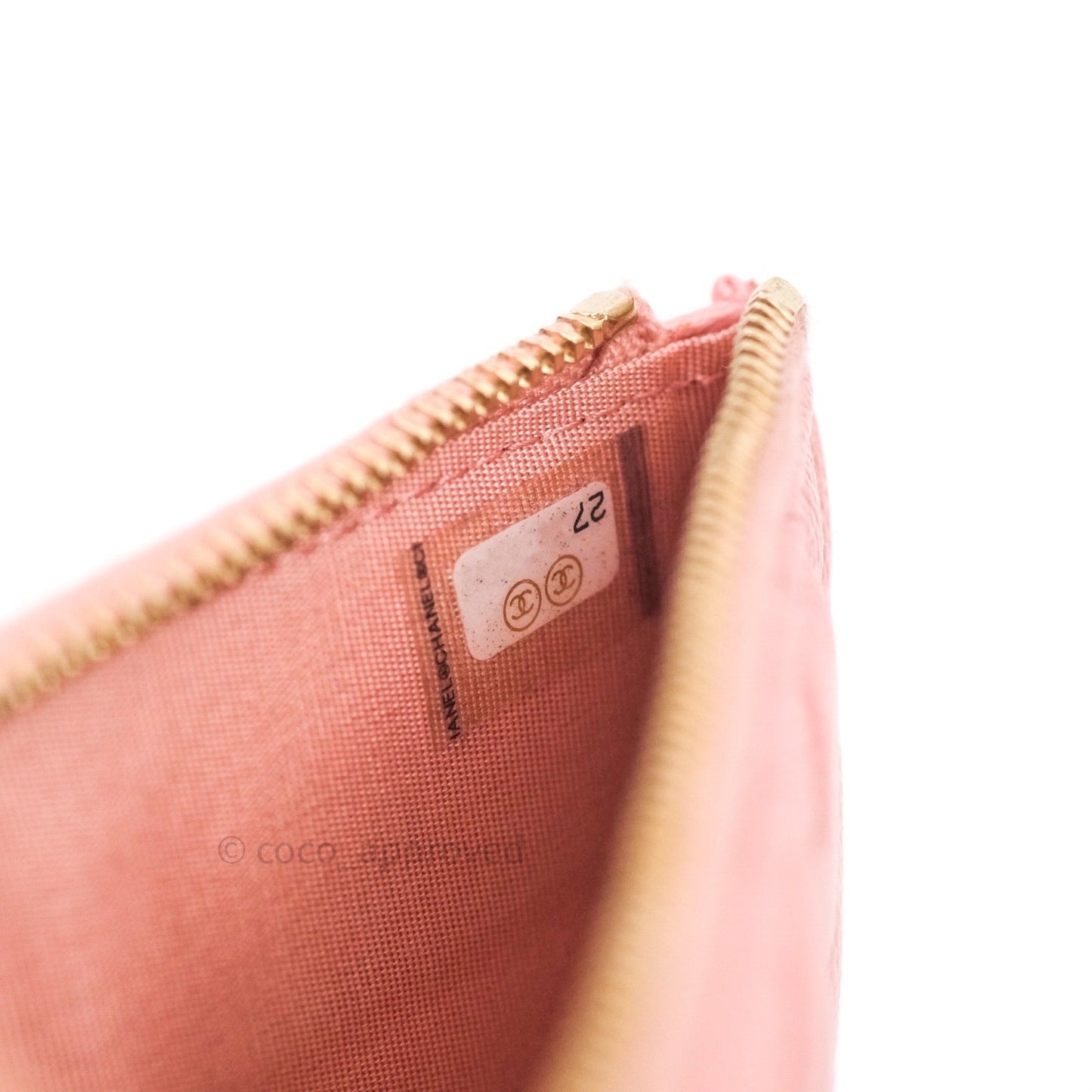 Chanel Iridescent Caviar O Case Phone Case Pouch Card Holder Pink Light Gold Hardware