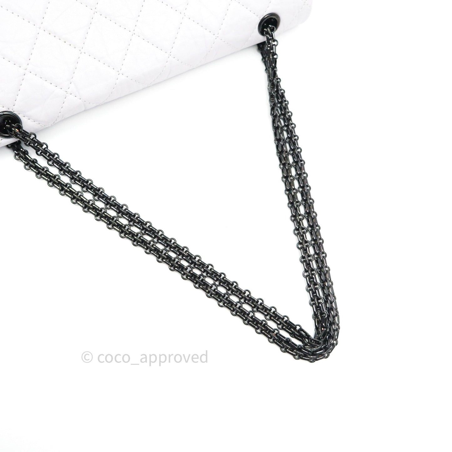 Chanel Reissue Quilted Aged Calfskin White Black Hardware 227